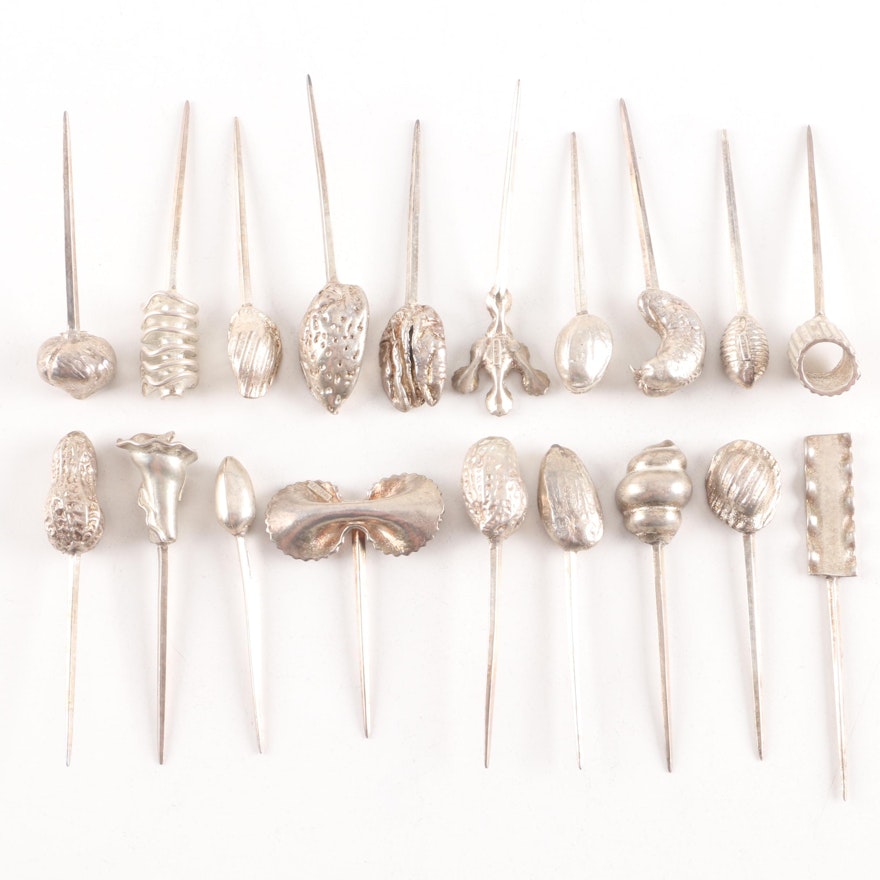 Tavolina Fina Weighted Sterling Silver Figural Cocktail Picks