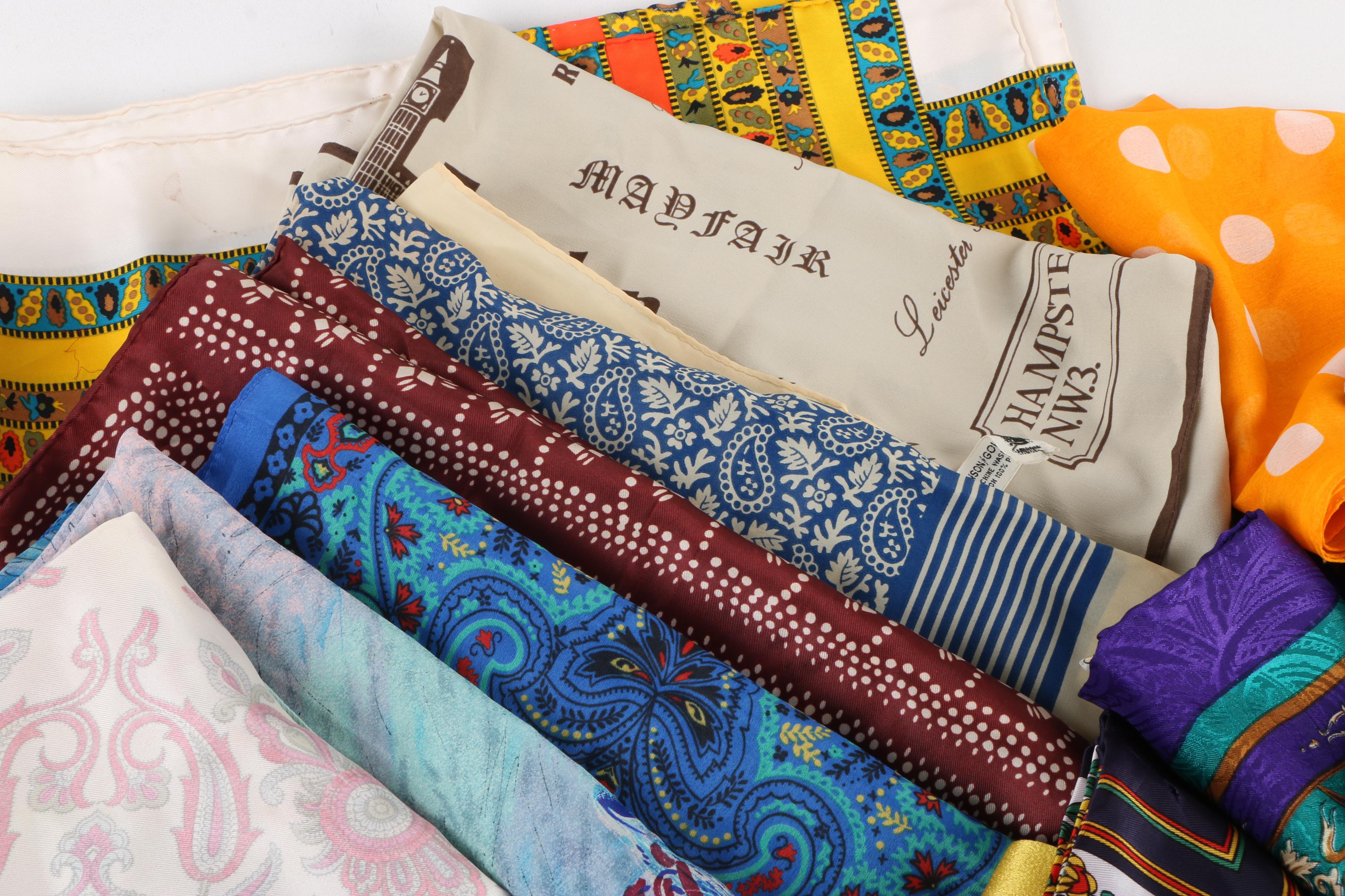 Vintage and Contemporary Scarves Including Yves Saint Laurent and Echo