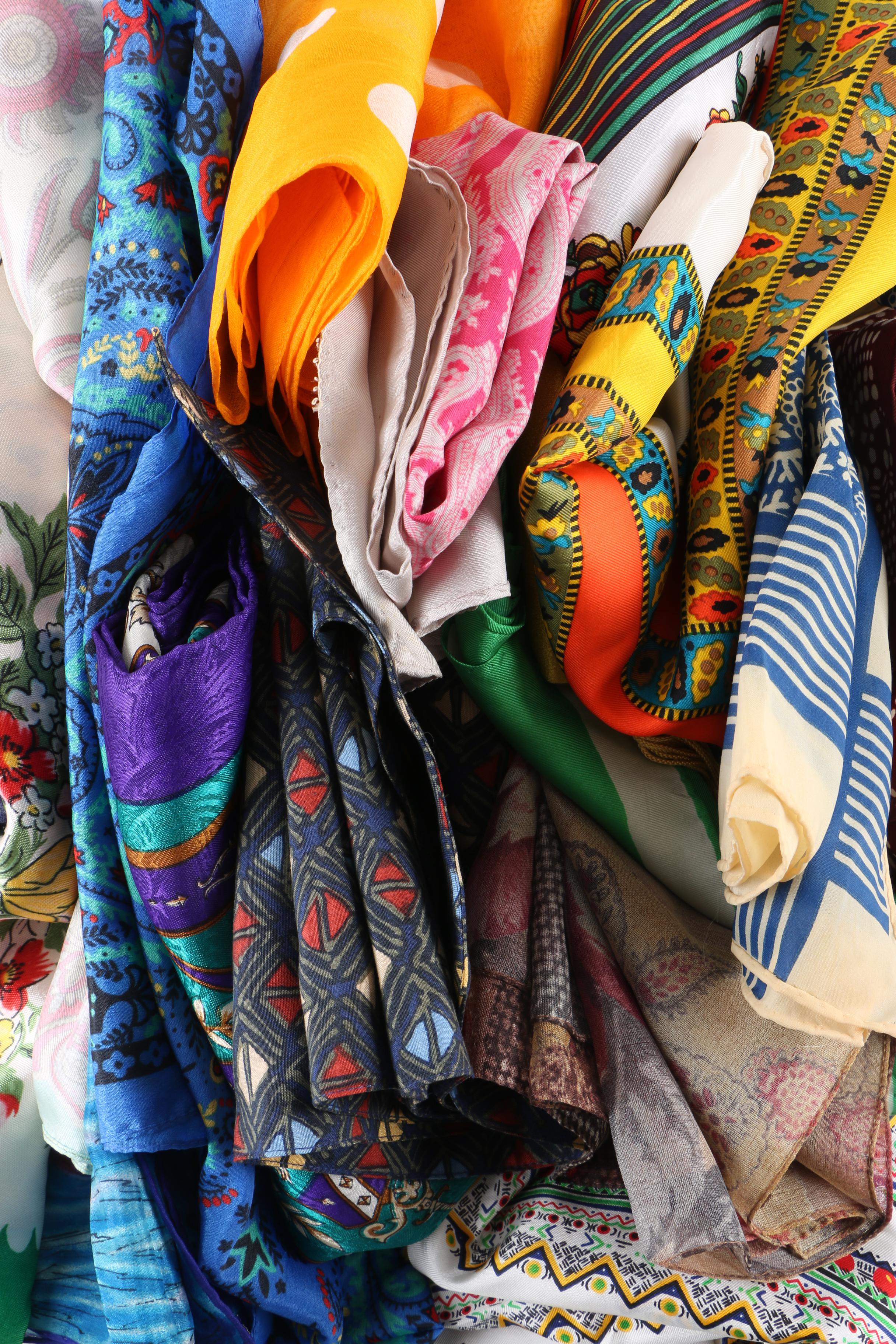 Vintage and Contemporary Scarves Including Yves Saint Laurent and Echo