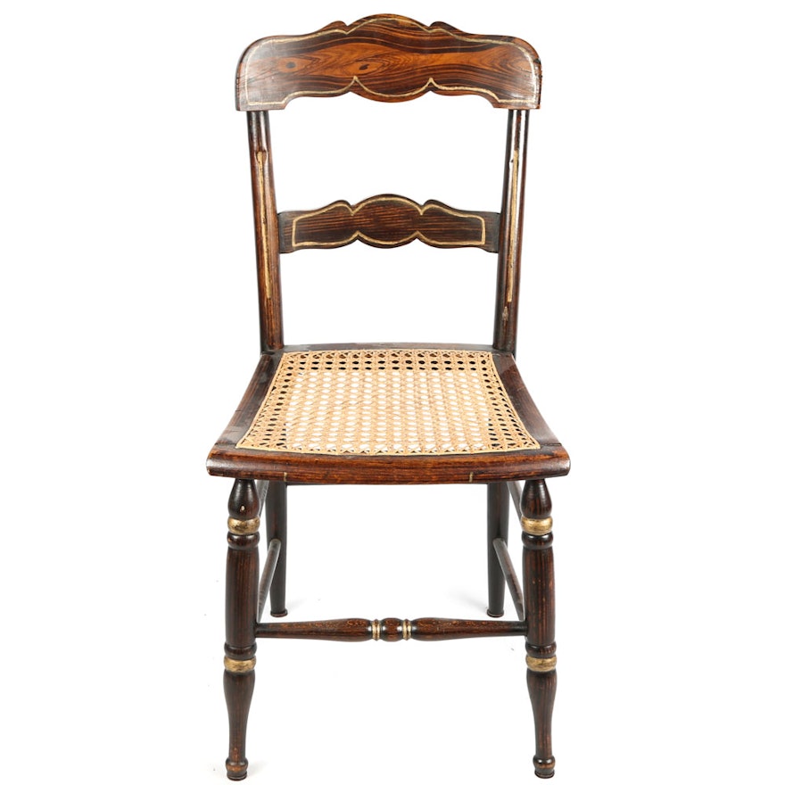 Antique Ladderback Chair with Caned Seat