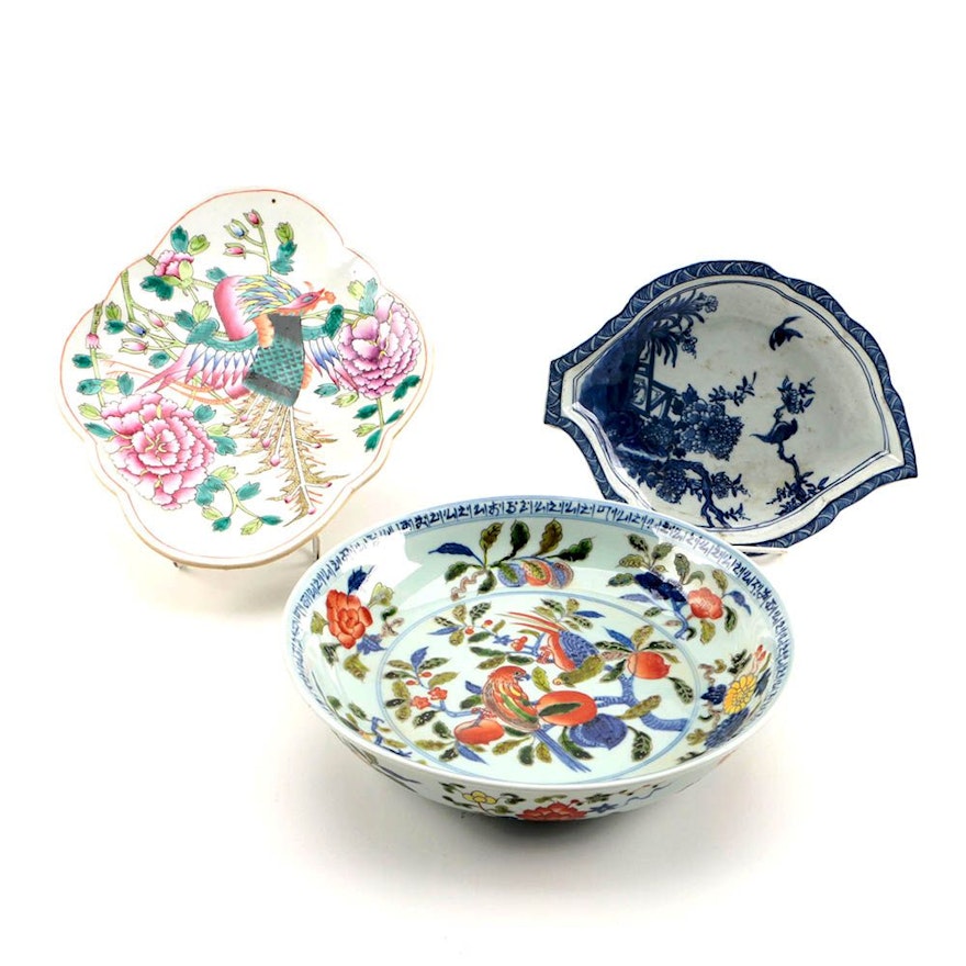 Chinese Republic Period Hand-Painted Decorative Ceramic Dishes