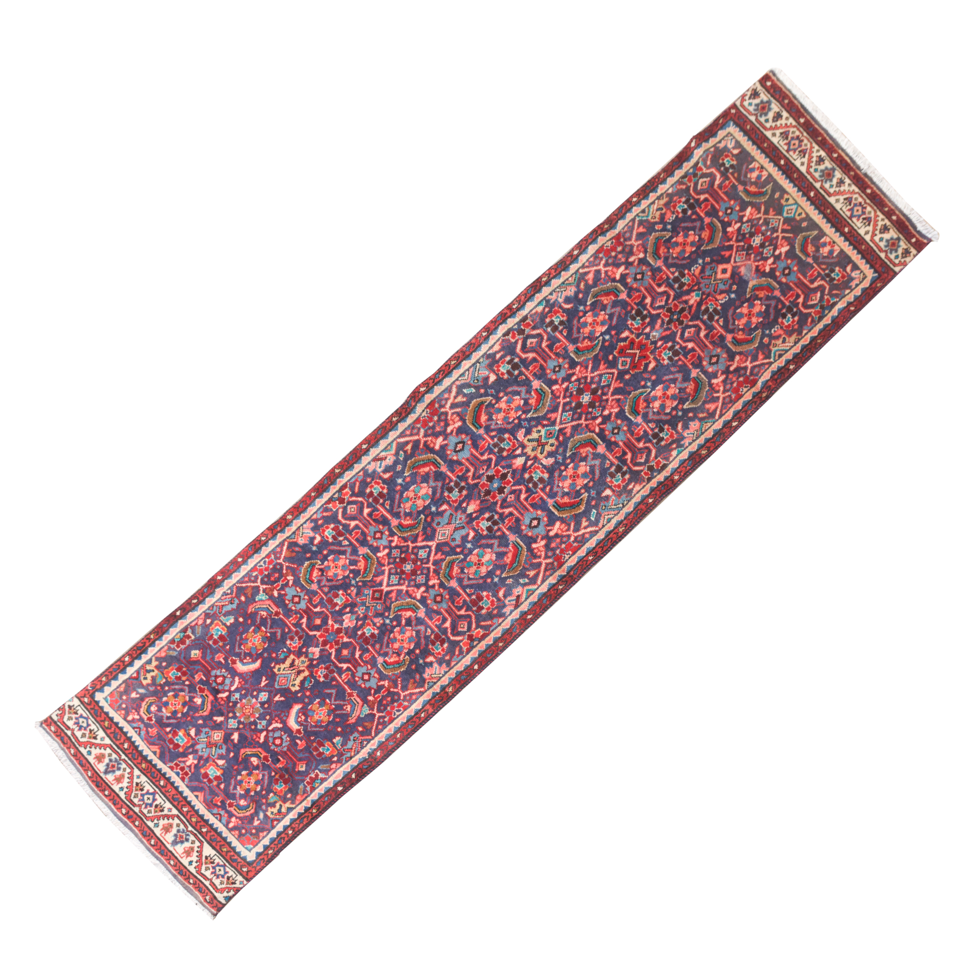Hand-Knotted Persian Hamadan Wool Carpet Runner