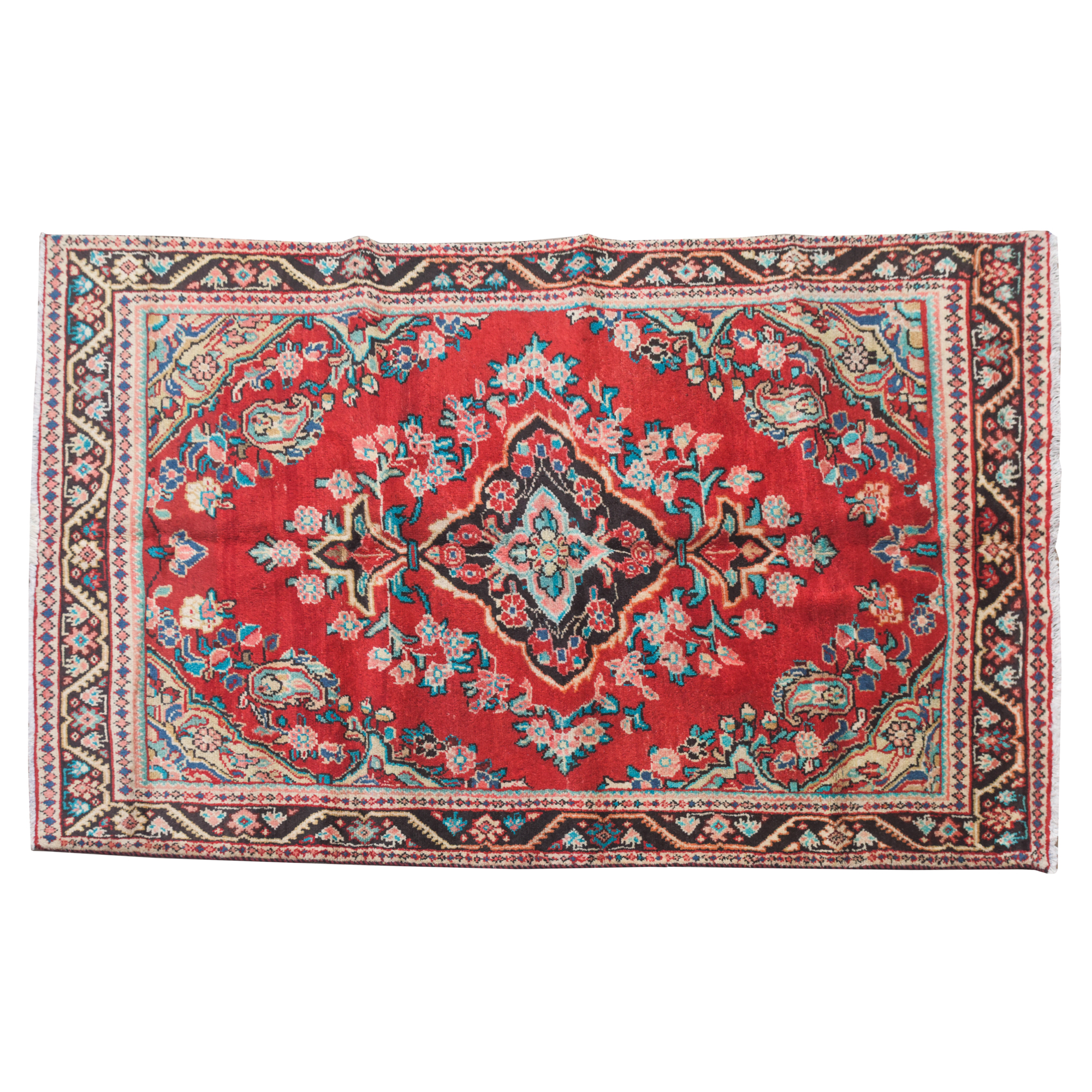 Hand-Knotted Persian Hamadan Wool Area Rug