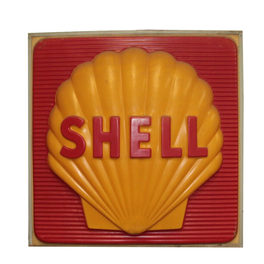 Vintage Plastic Shell Station Sign