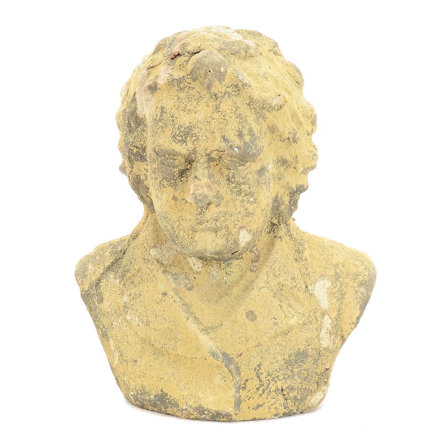 Antiqued Ceramic Bust of Beethoven