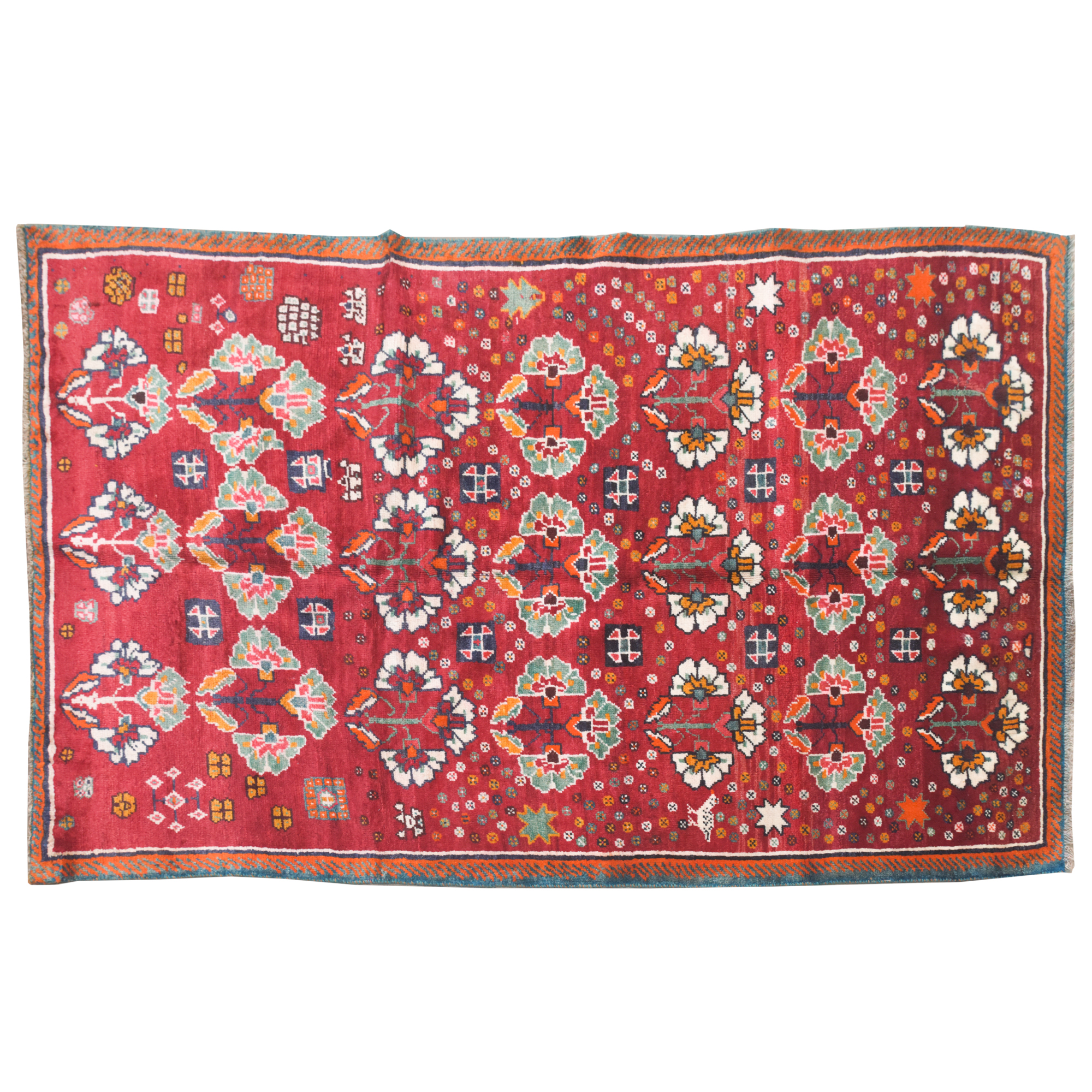 Hand-Knotted Persian Qashqai Wool Area Rug