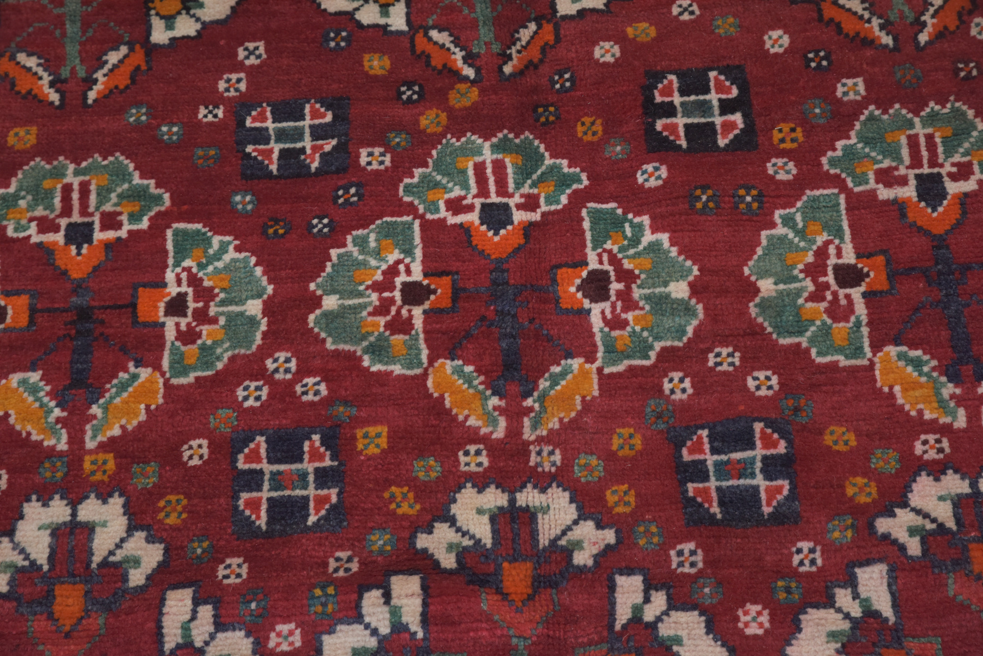 Hand-Knotted Persian Qashqai Wool Area Rug