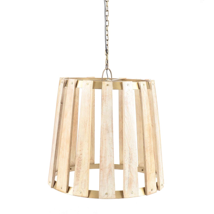 Large Metal and Wood Pendant Light