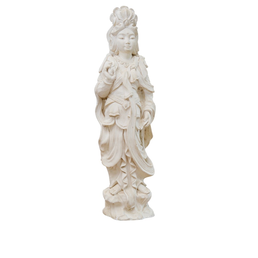 Asian Style Female Figure Plaster Statue