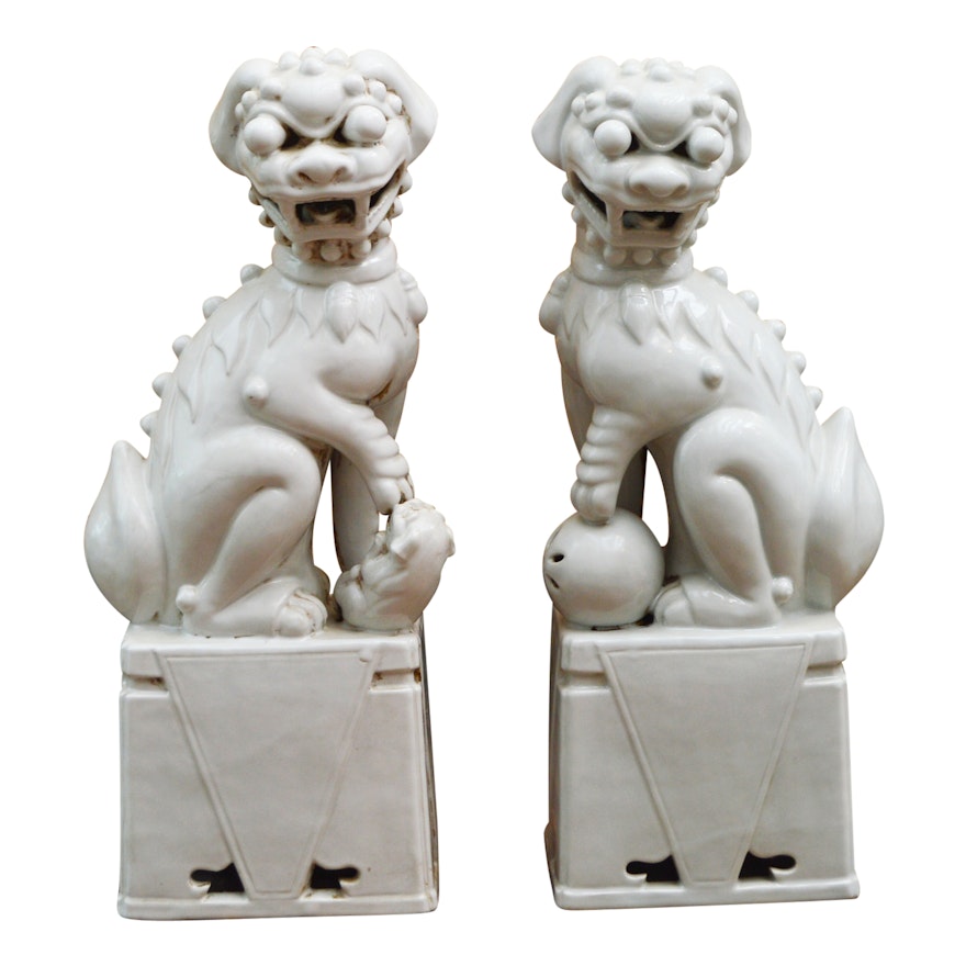 Pair of Ceramic Guardian Lions