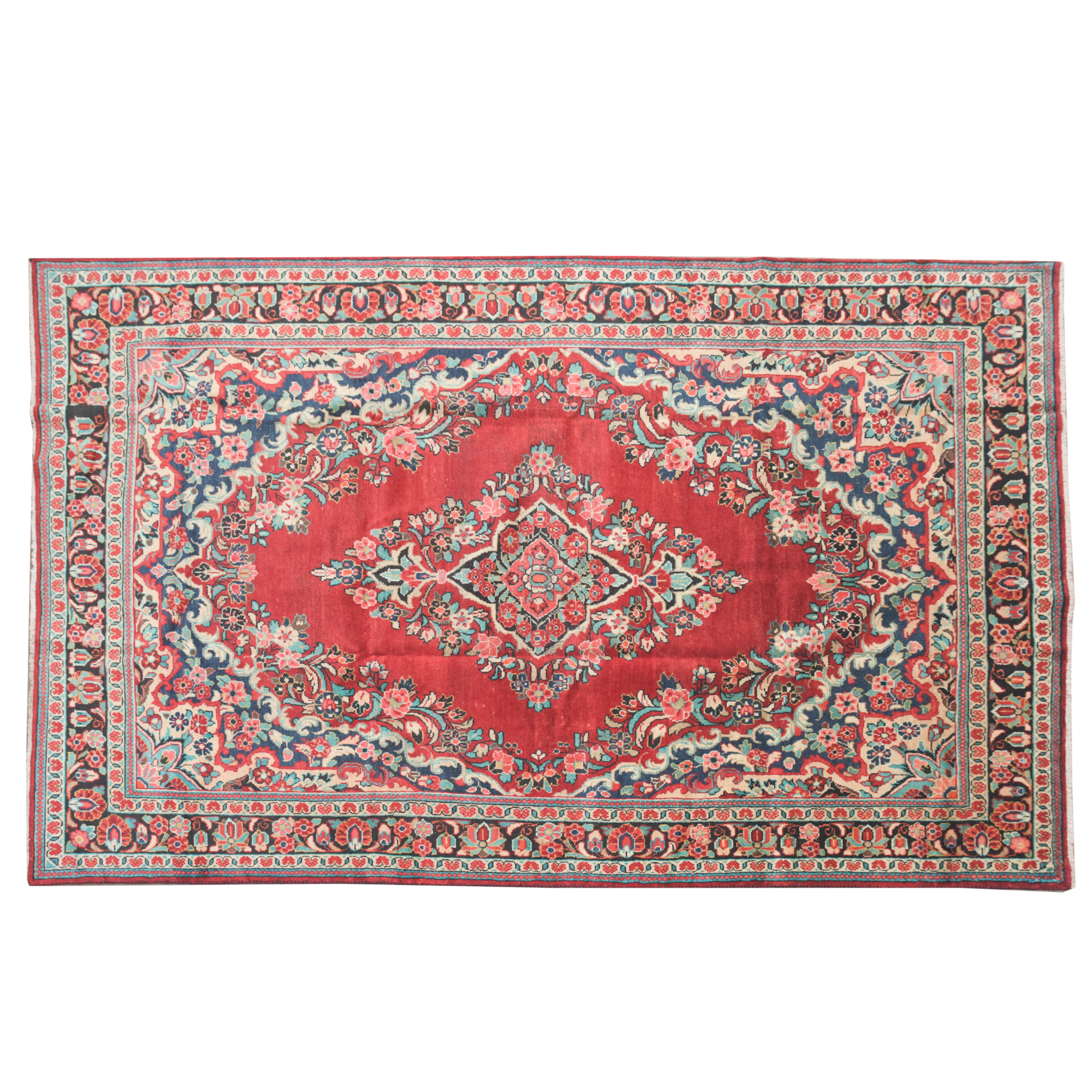Hand-Knotted Persian Kashan Wool Area Rug