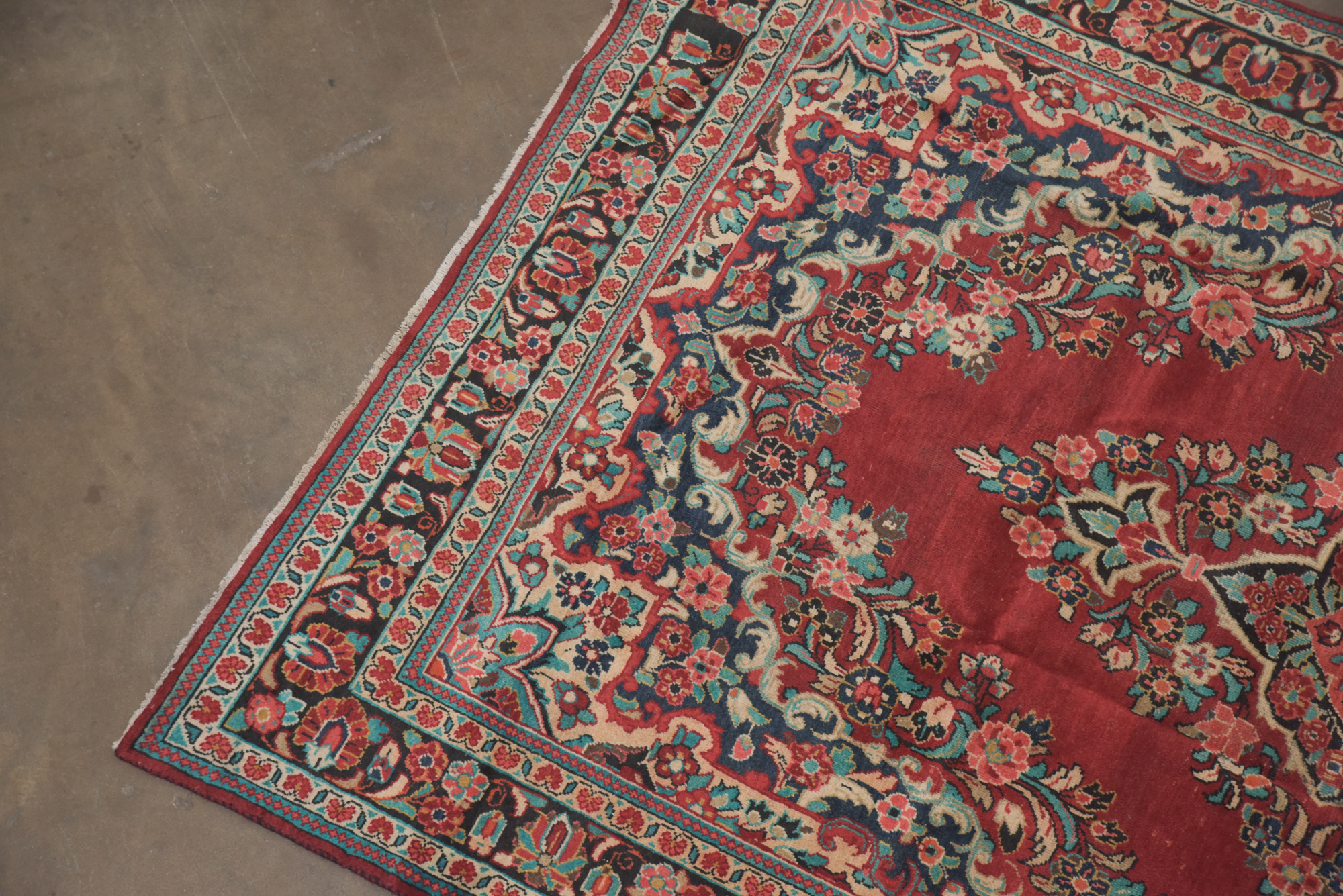Hand-Knotted Persian Kashan Wool Area Rug