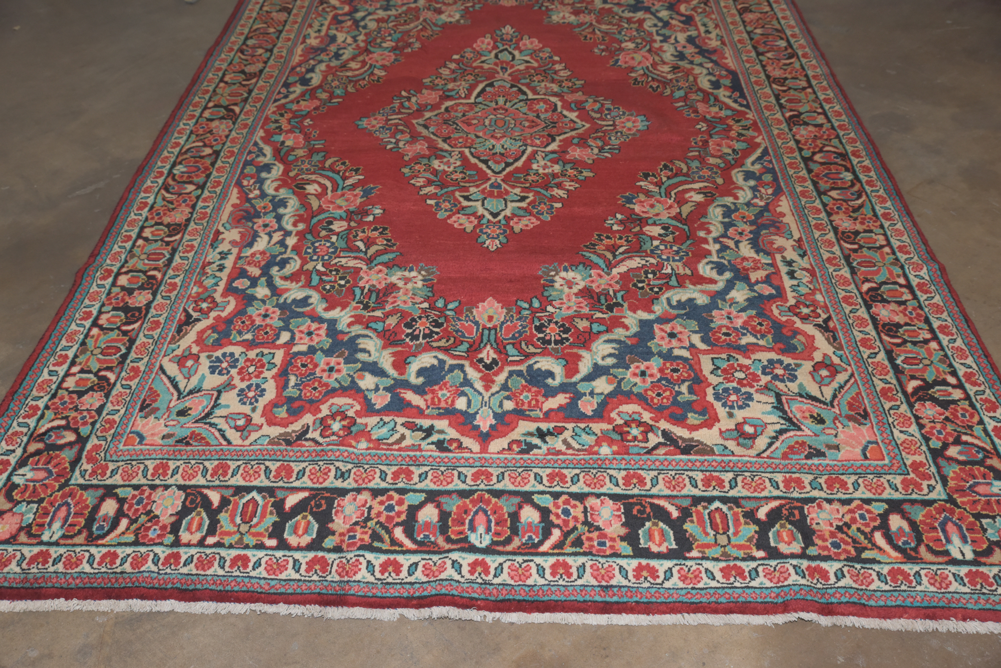 Hand-Knotted Persian Kashan Wool Area Rug