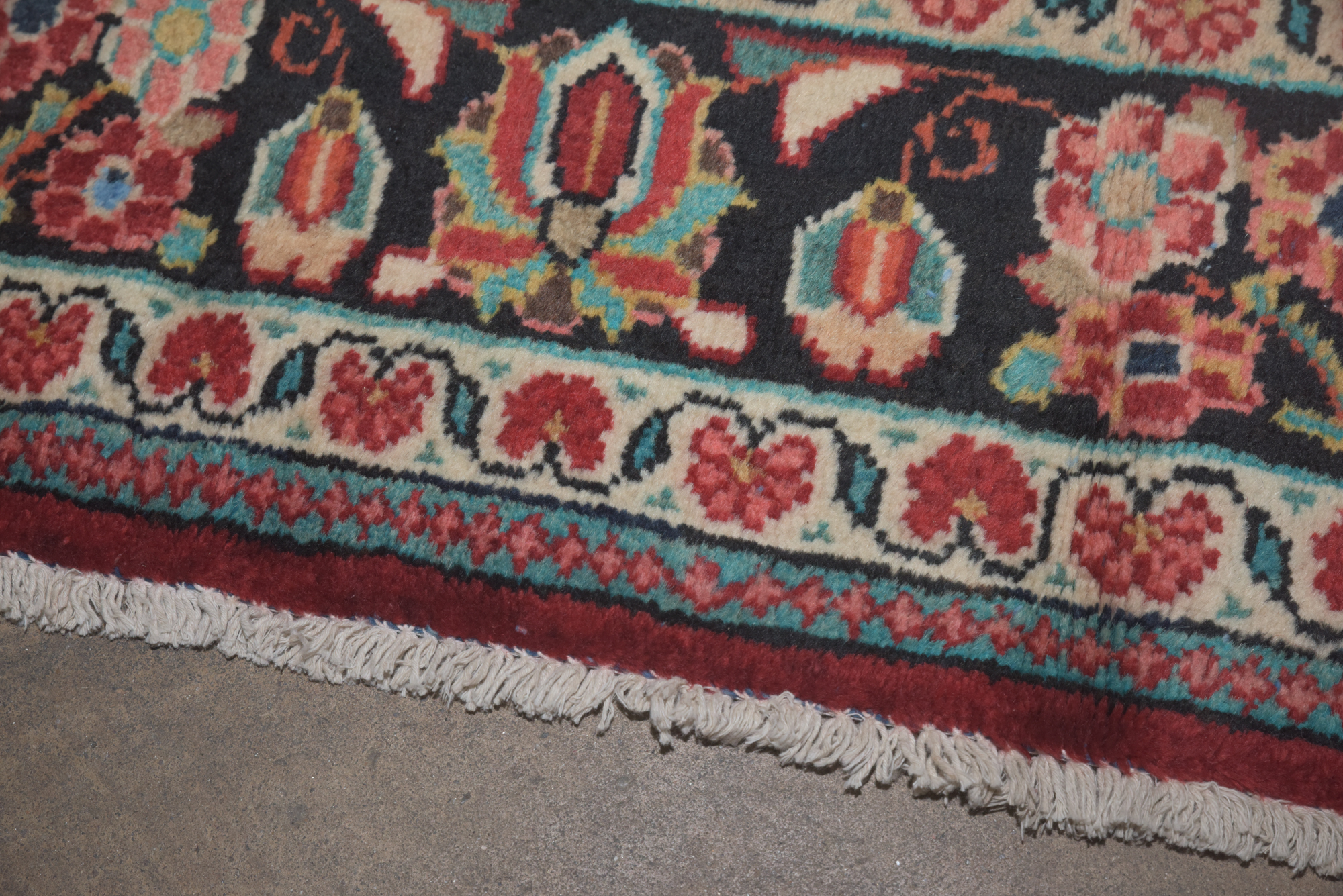 Hand-Knotted Persian Kashan Wool Area Rug