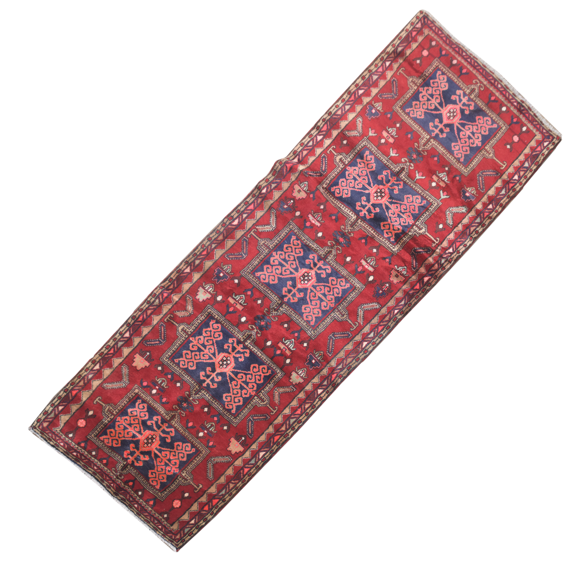 Hand-Knotted Persian Heriz Wool Carpet Runner