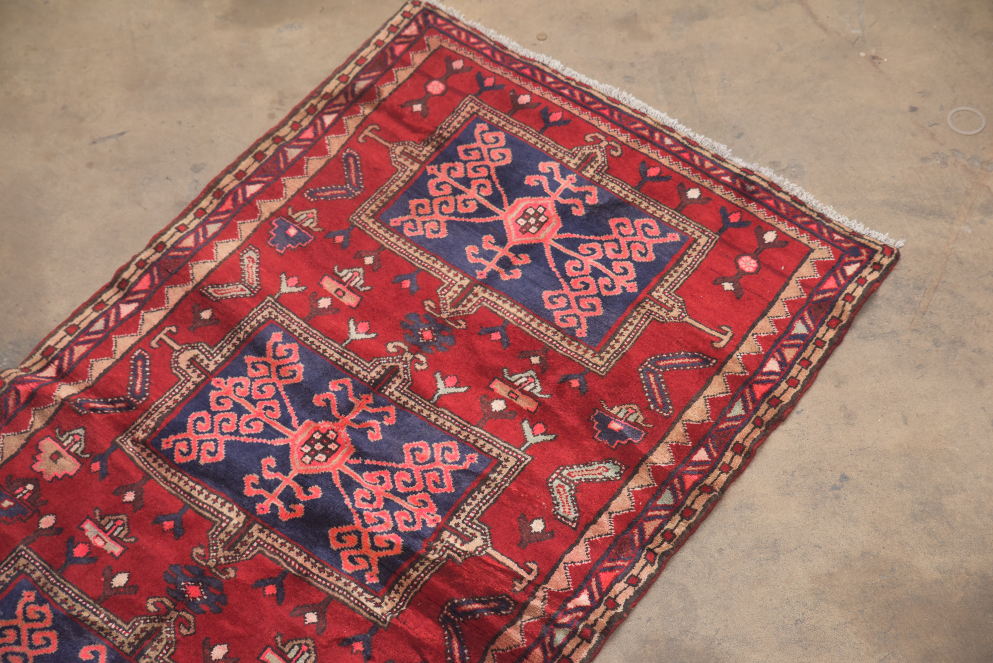 Hand-Knotted Persian Heriz Wool Carpet Runner