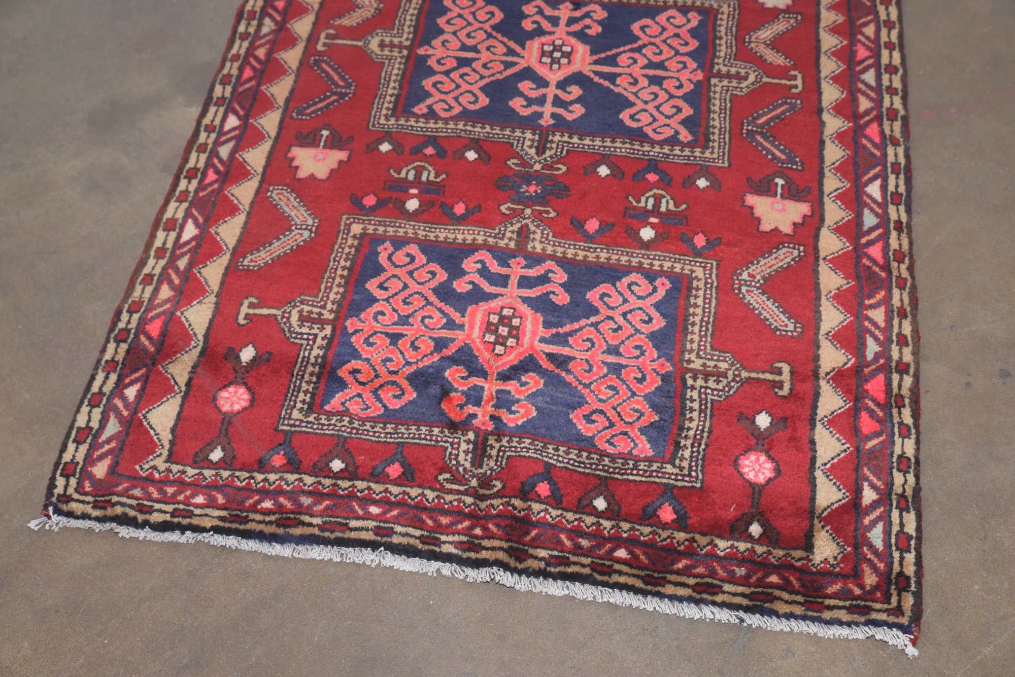 Hand-Knotted Persian Heriz Wool Carpet Runner