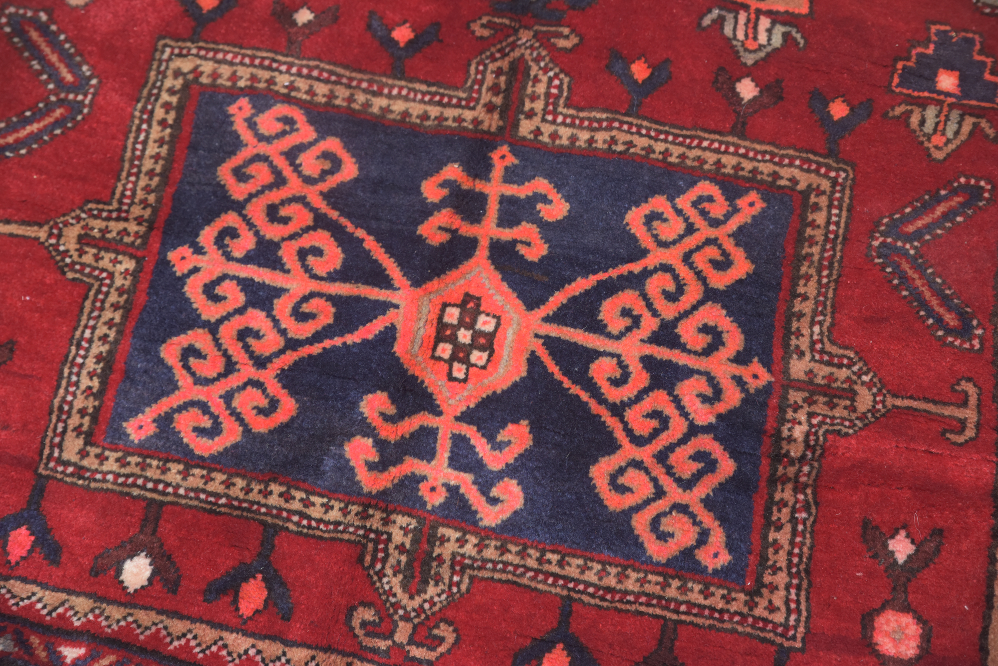 Hand-Knotted Persian Heriz Wool Carpet Runner