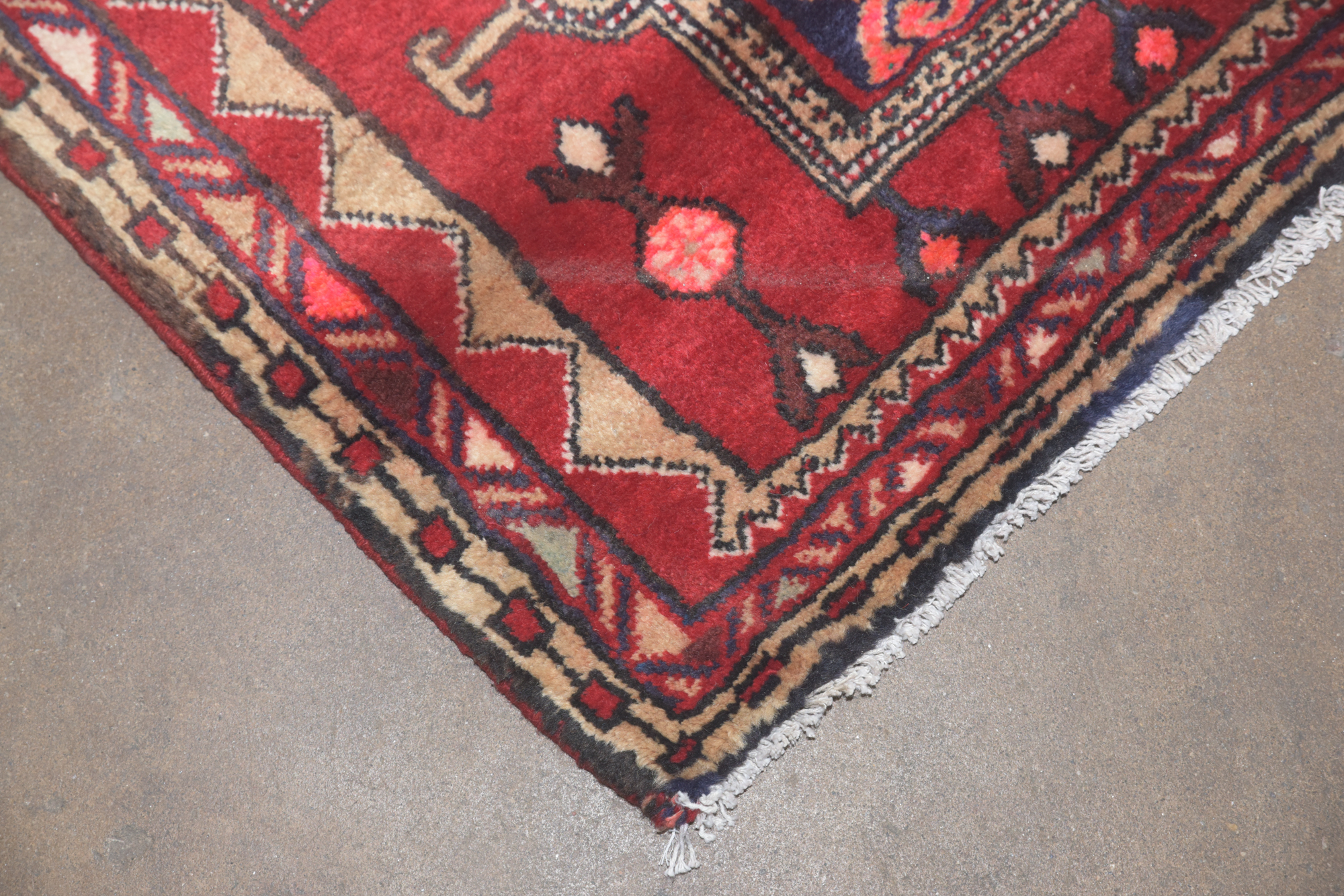 Hand-Knotted Persian Heriz Wool Carpet Runner