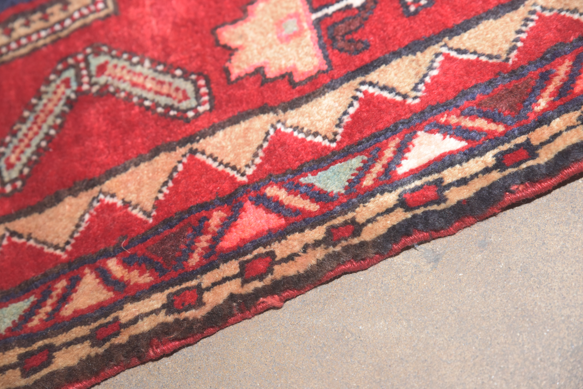 Hand-Knotted Persian Heriz Wool Carpet Runner