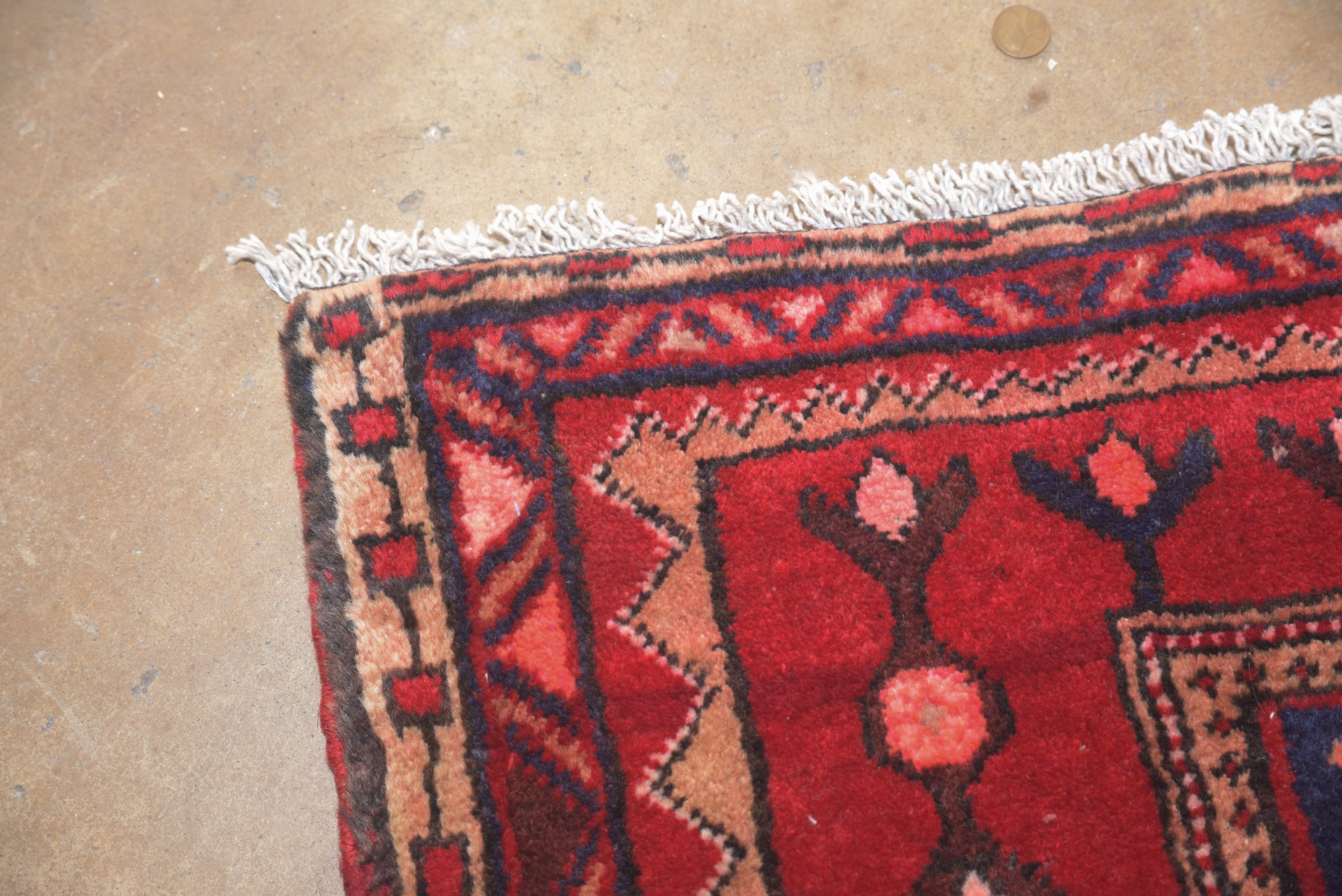 Hand-Knotted Persian Heriz Wool Carpet Runner