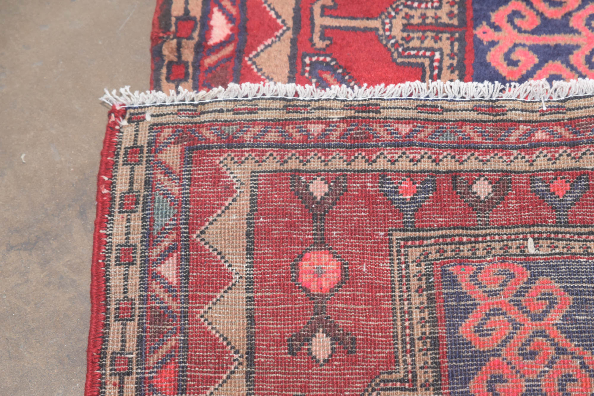 Hand-Knotted Persian Heriz Wool Carpet Runner