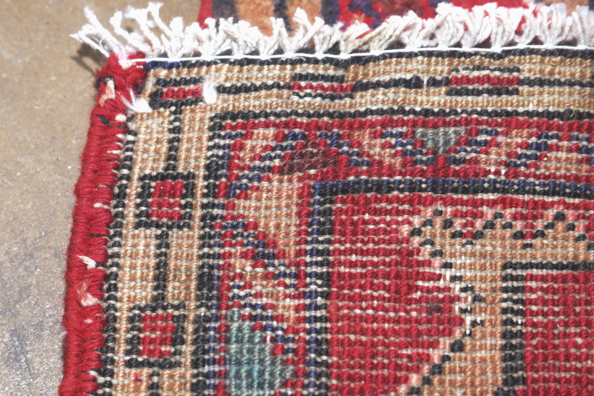 Hand-Knotted Persian Heriz Wool Carpet Runner