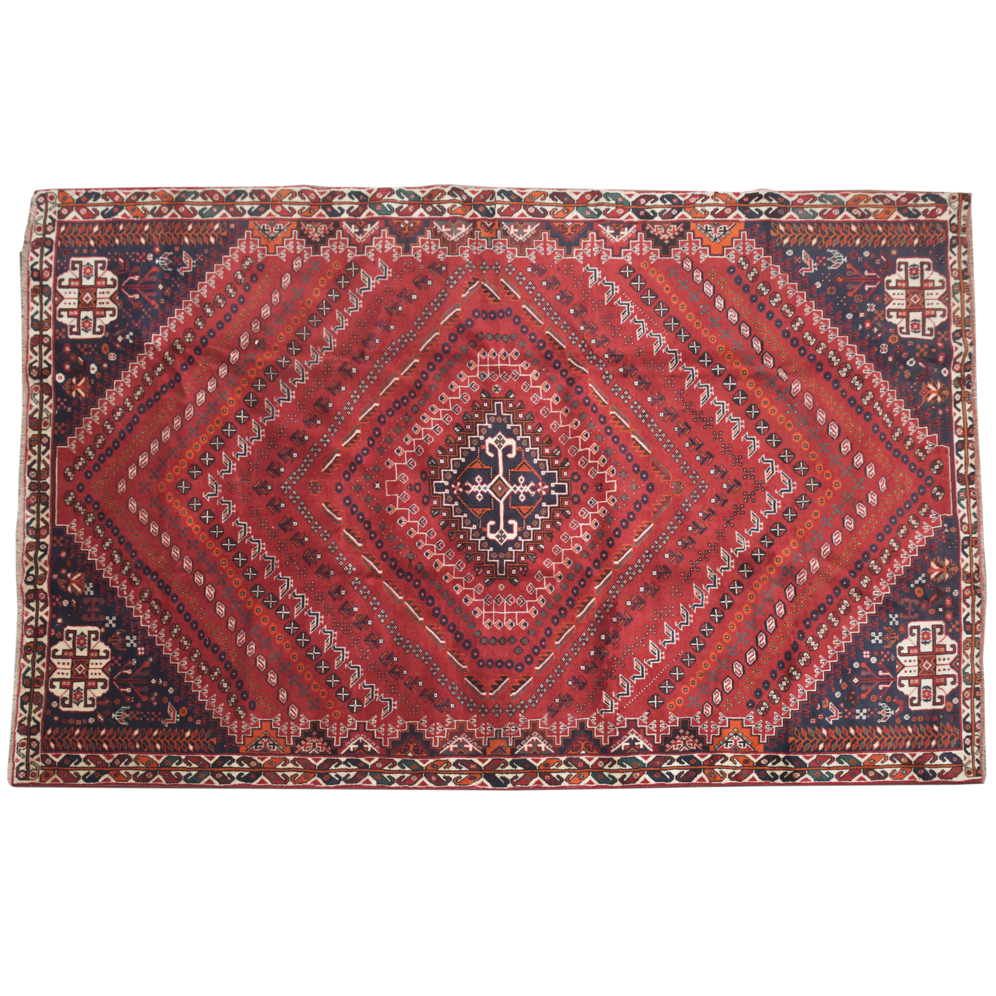 Hand-Knotted Persian Qashqai Wool Area Rug