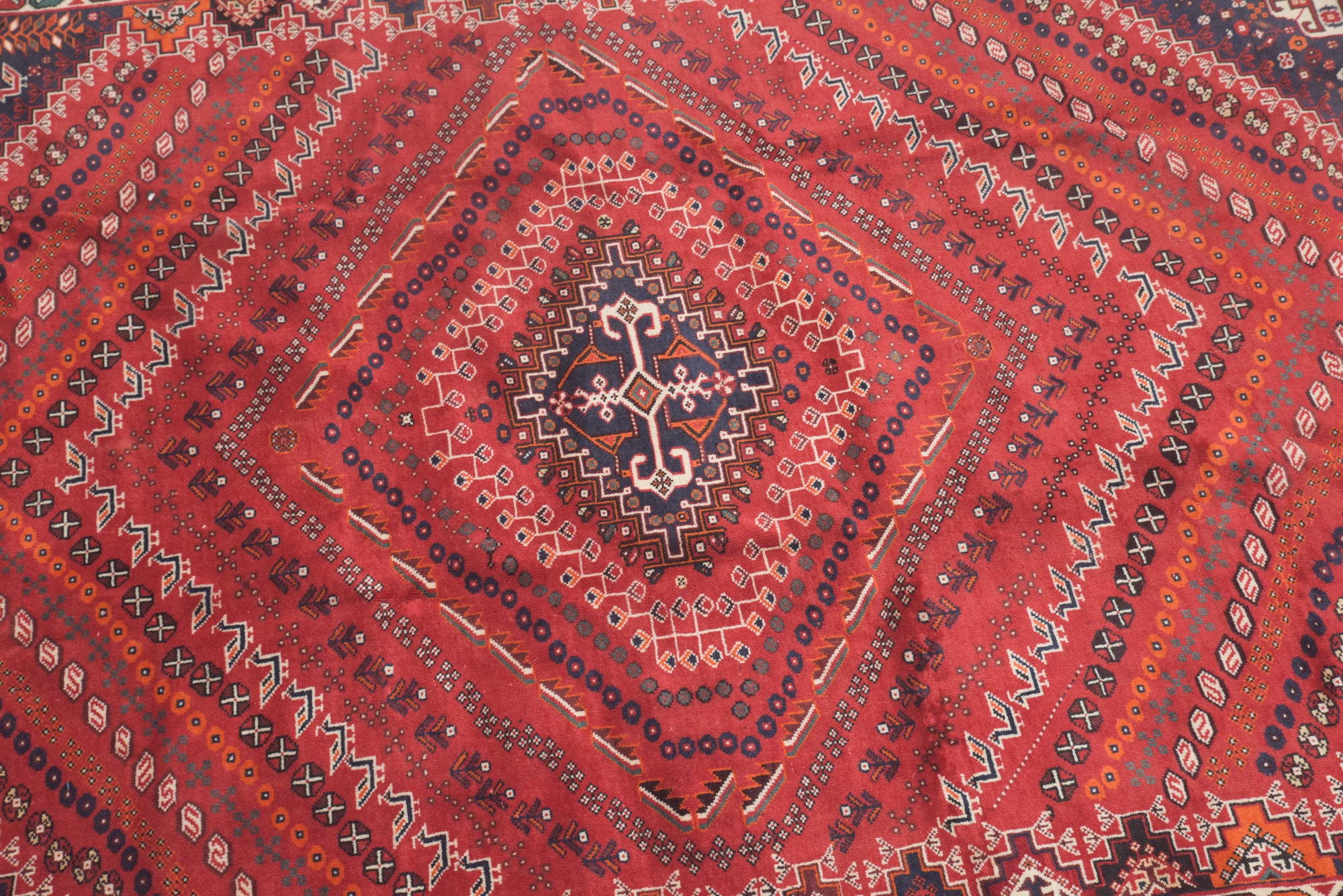 Hand-Knotted Persian Qashqai Wool Area Rug