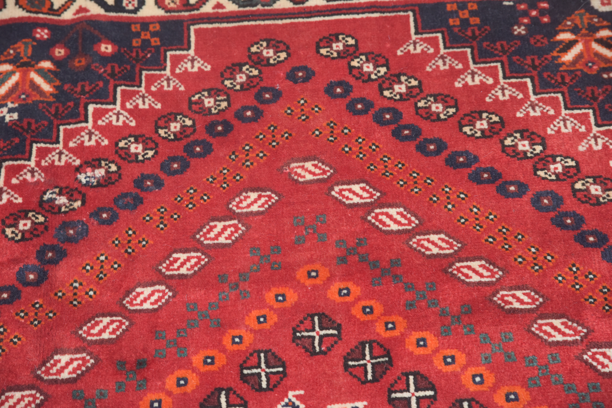 Hand-Knotted Persian Qashqai Wool Area Rug