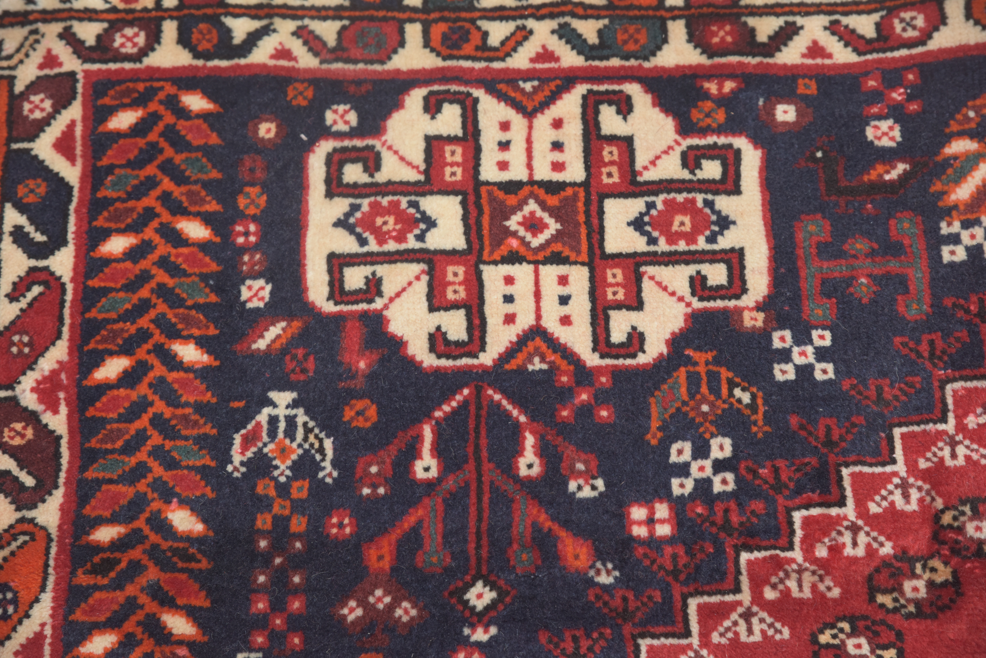 Hand-Knotted Persian Qashqai Wool Area Rug