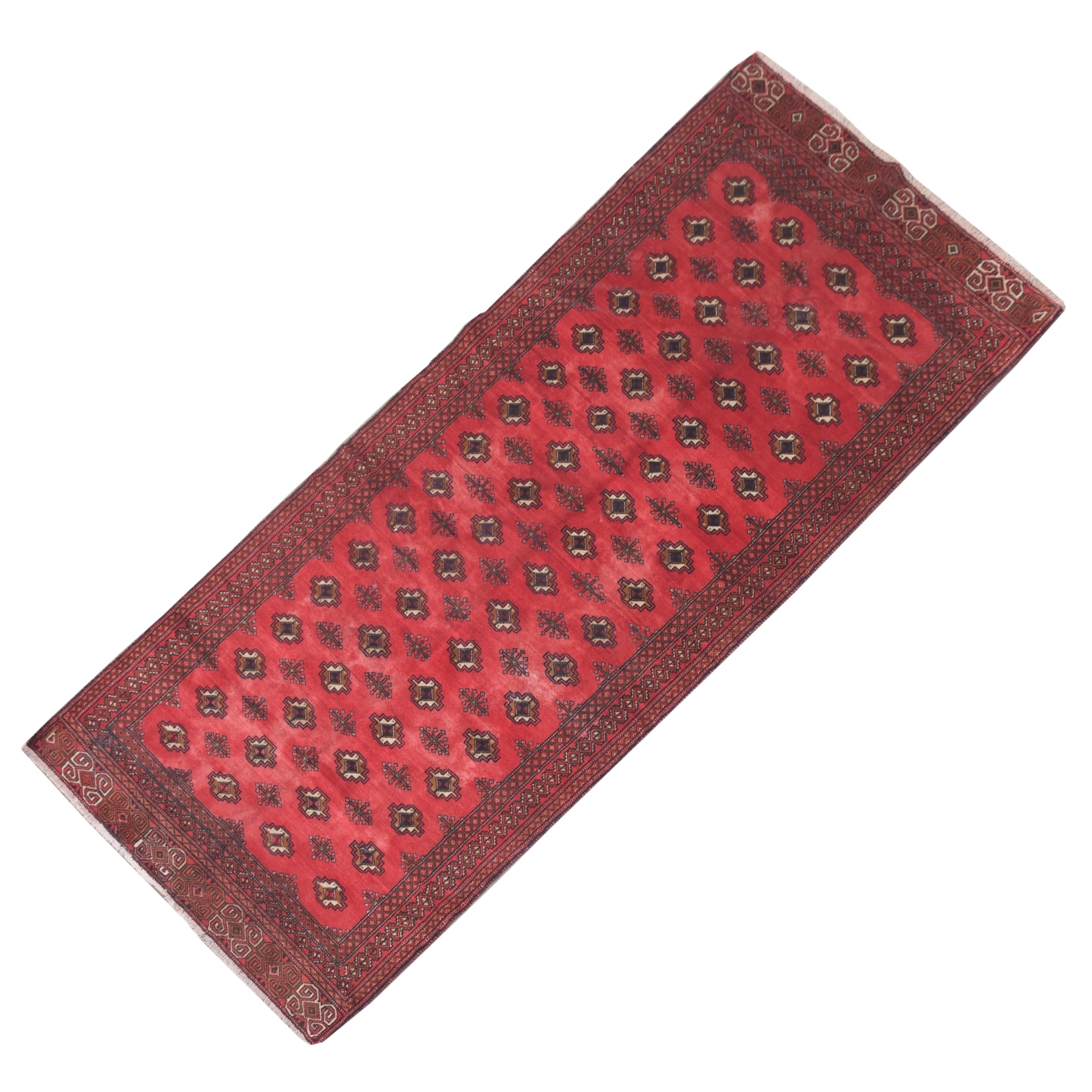 Hand-Knotted Persian Bokhara Wool Long Rug