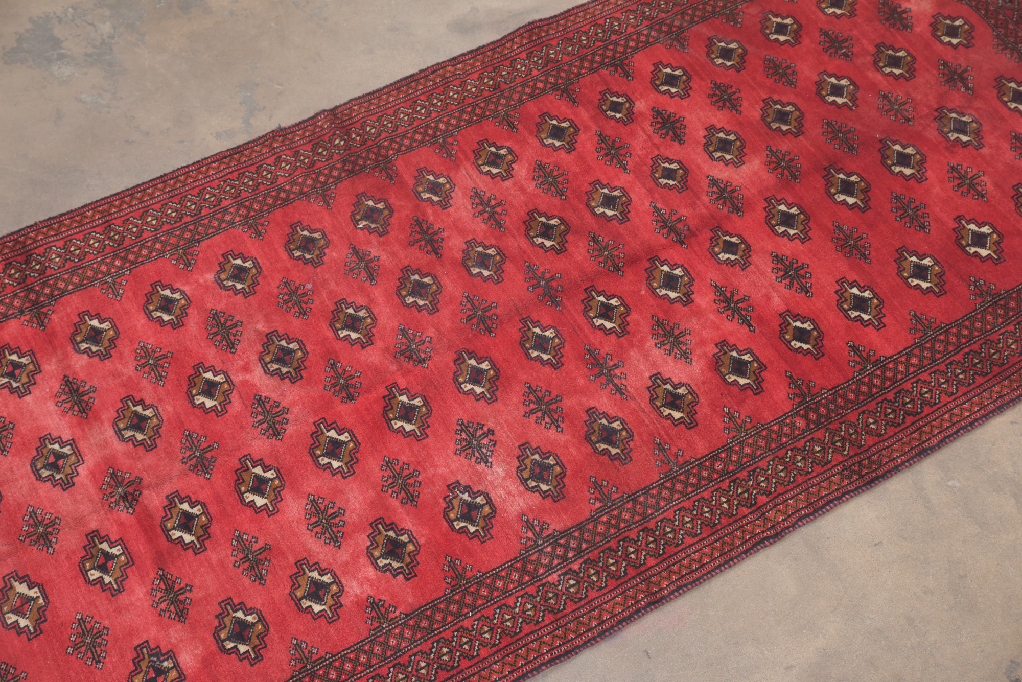 Hand-Knotted Persian Bokhara Wool Long Rug