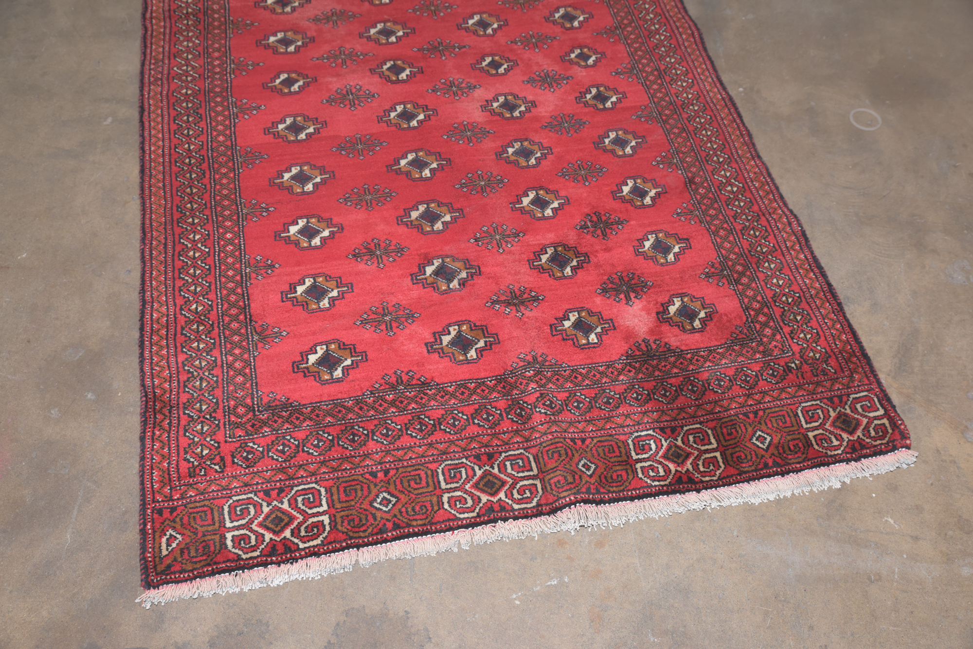 Hand-Knotted Persian Bokhara Wool Long Rug