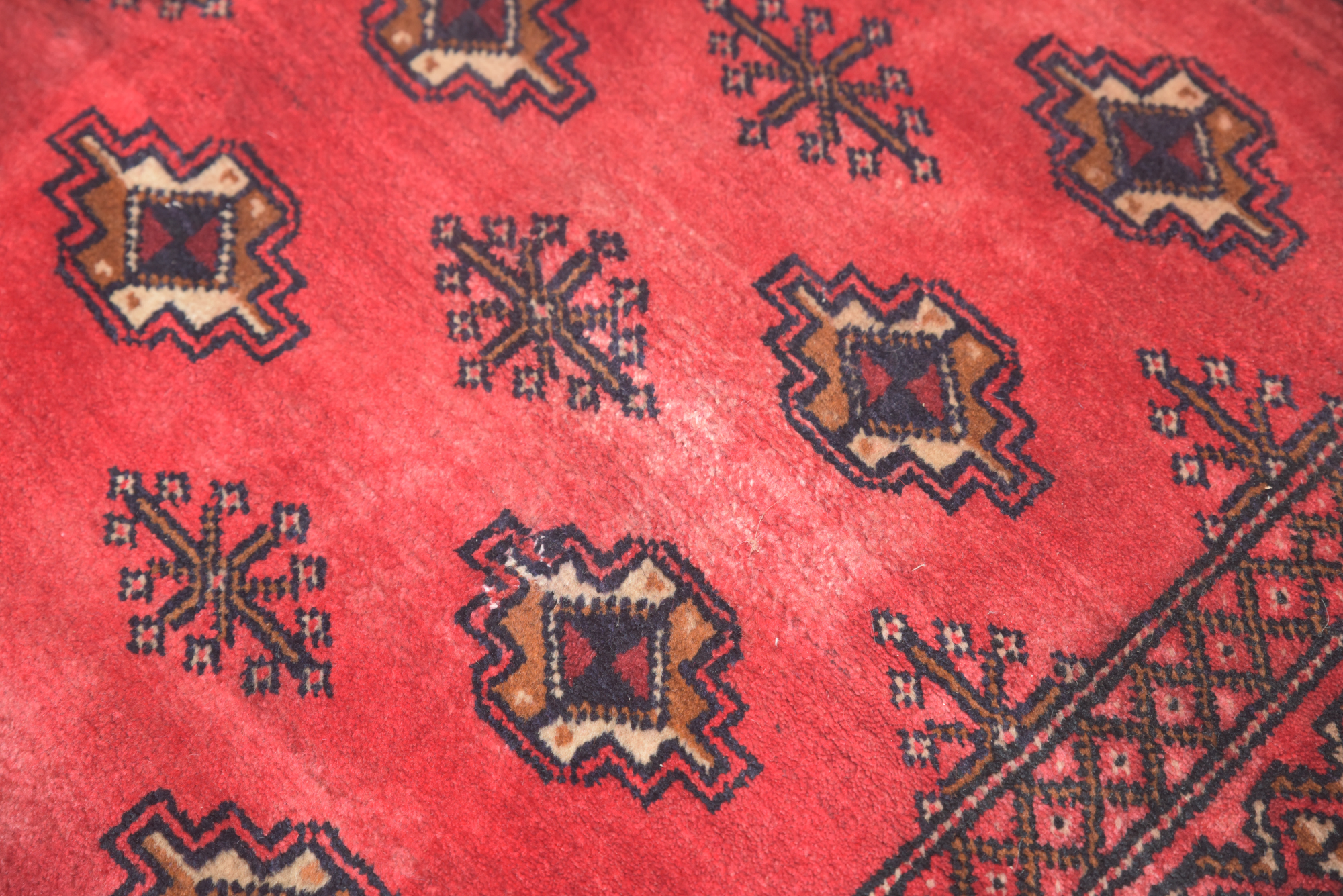 Hand-Knotted Persian Bokhara Wool Long Rug