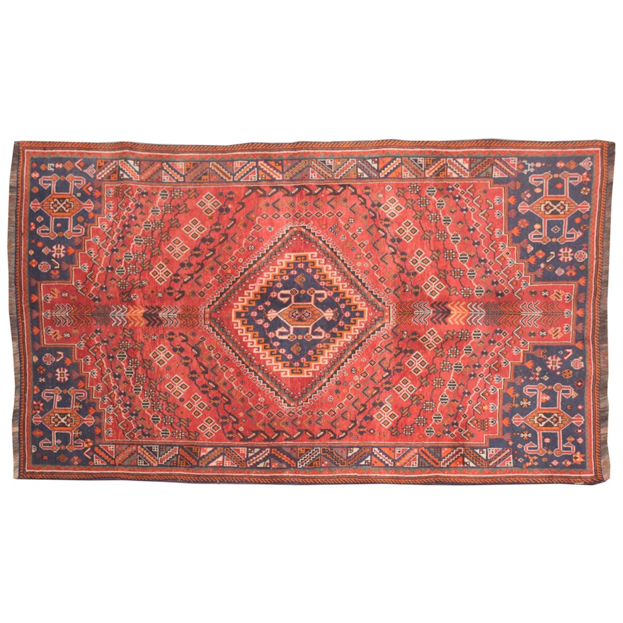 Hand-Knotted Persian Qashqai Wool Area Rug