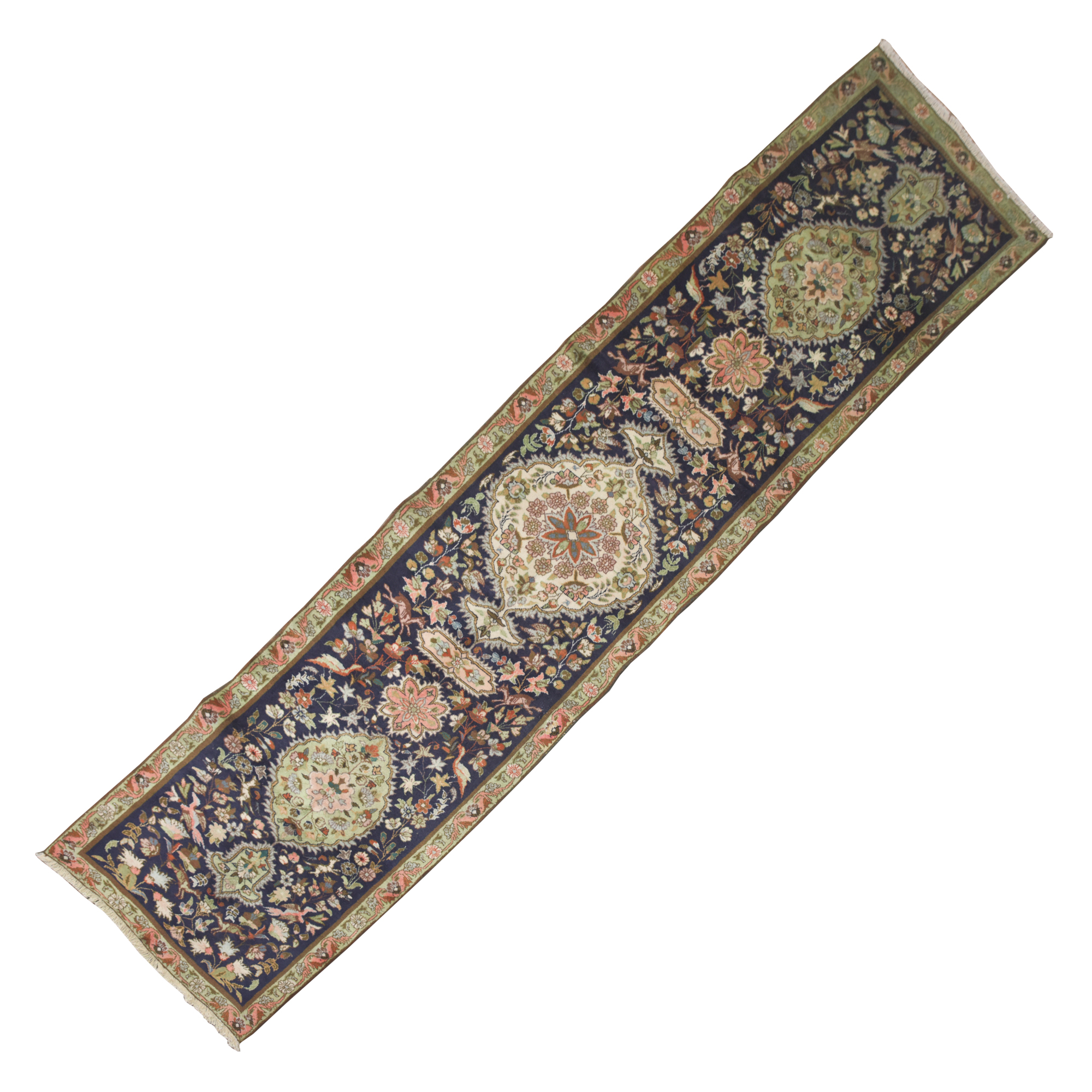 Hand-Knotted Persian Isfahan "Garden" Wool Carpet Runner