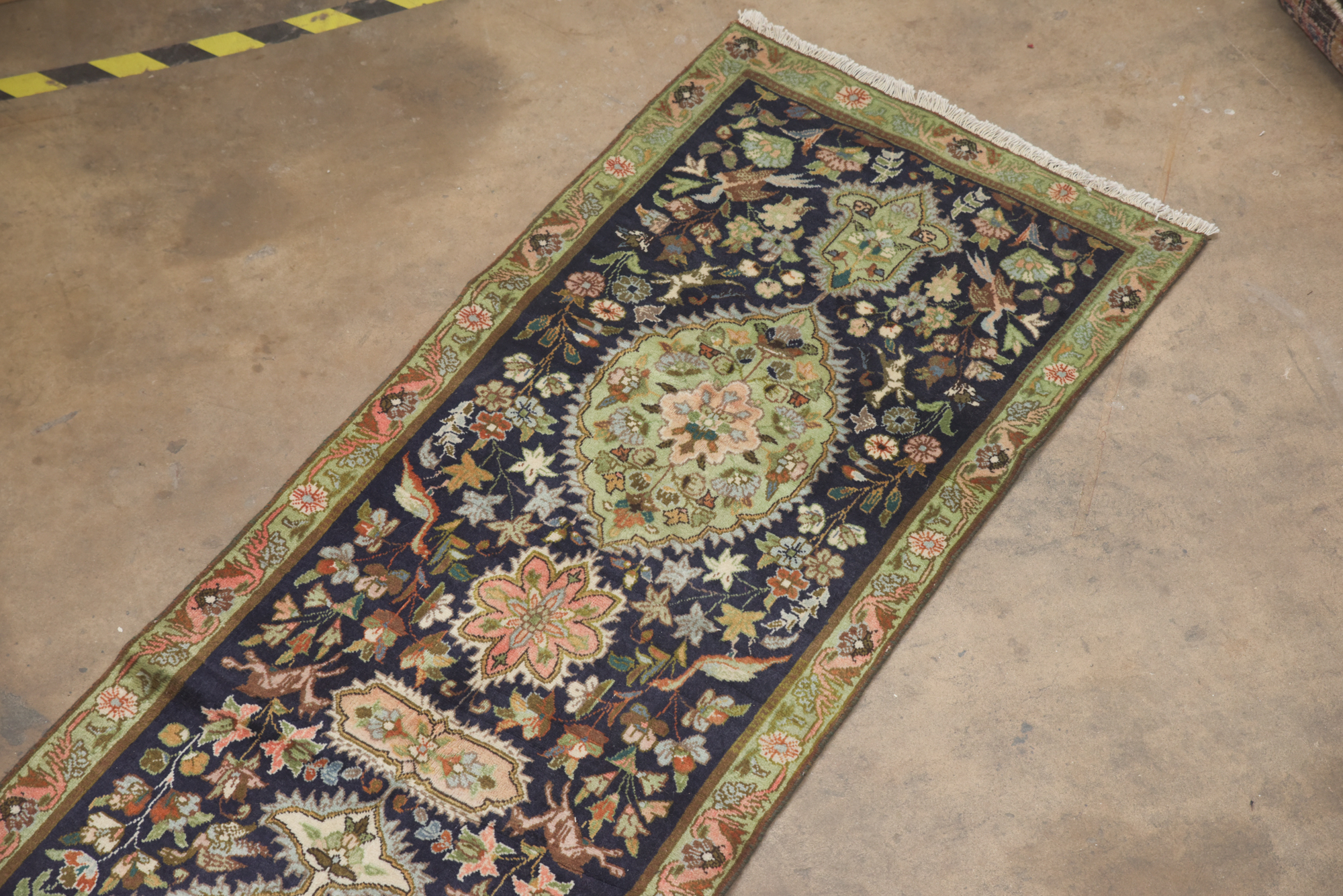 Hand-Knotted Persian Isfahan "Garden" Wool Carpet Runner