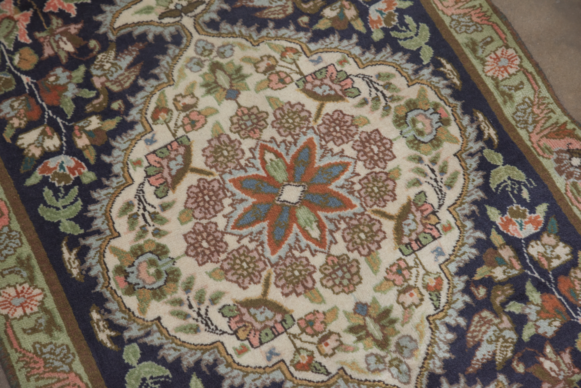 Hand-Knotted Persian Isfahan "Garden" Wool Carpet Runner