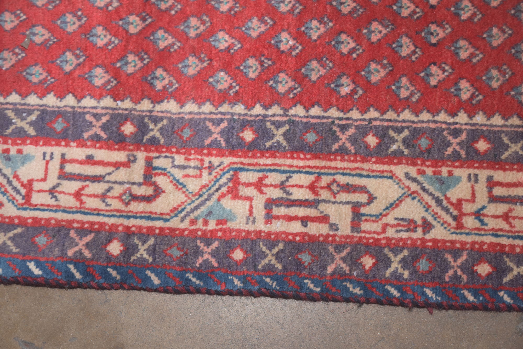 Hand-Knotted Persian Hamadan Mir-a-Boteh Wool Carpet Runner