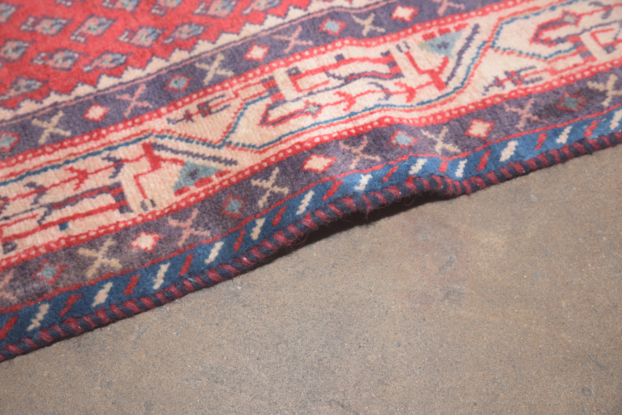 Hand-Knotted Persian Hamadan Mir-a-Boteh Wool Carpet Runner