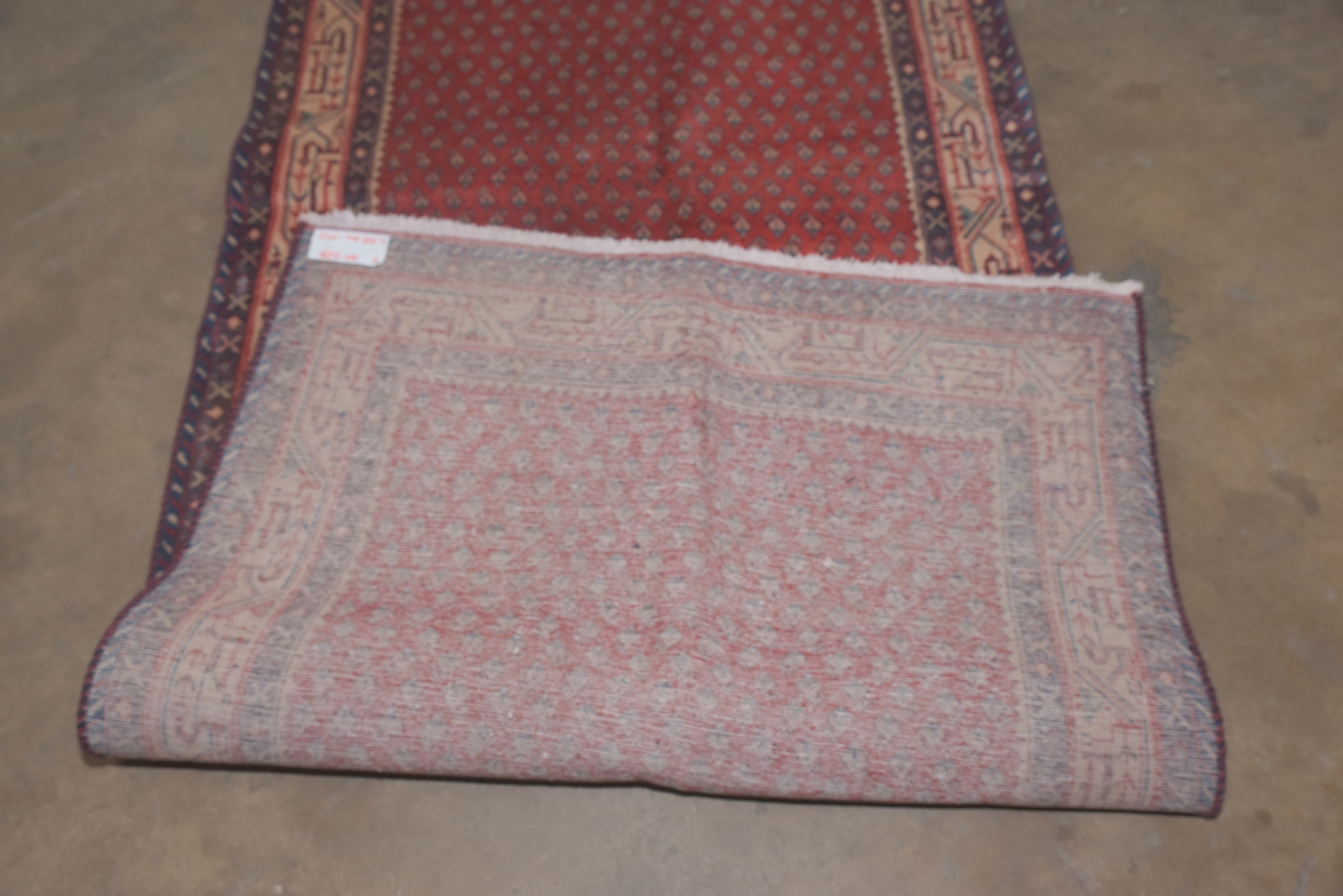 Hand-Knotted Persian Hamadan Mir-a-Boteh Wool Carpet Runner