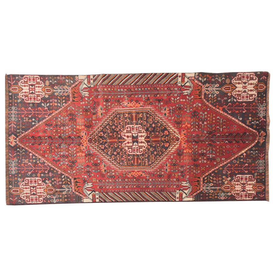 Hand-Knotted Persian Qashqai Wool Accent Rug