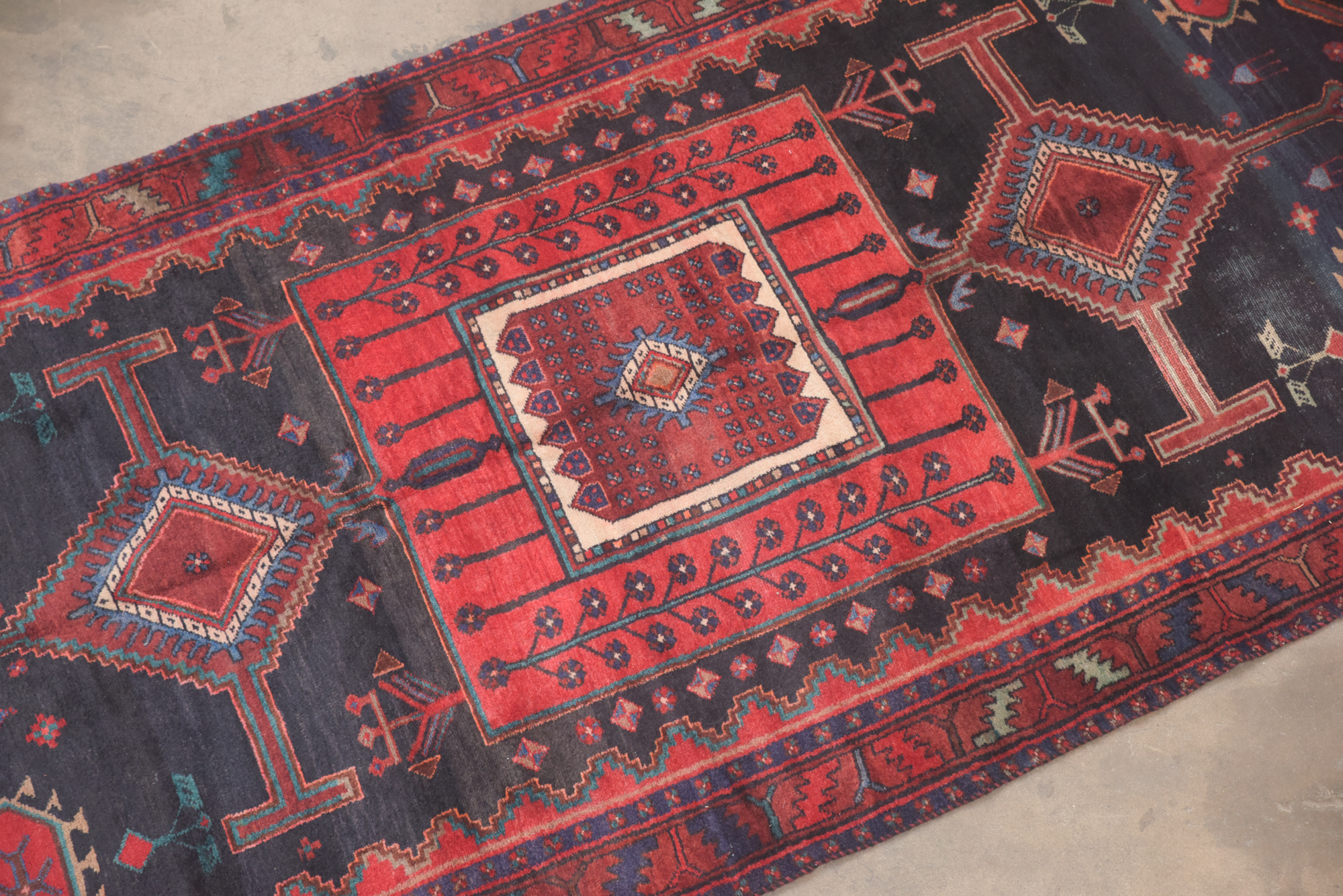 Hand-Knotted Persian Hamadan Wool Long Rug