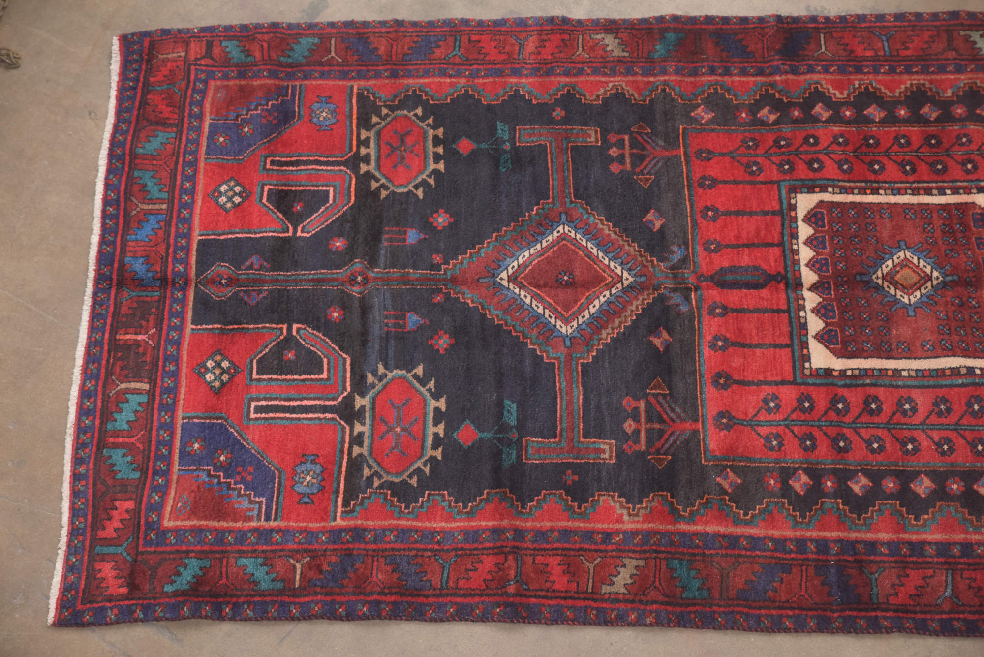 Hand-Knotted Persian Hamadan Wool Long Rug
