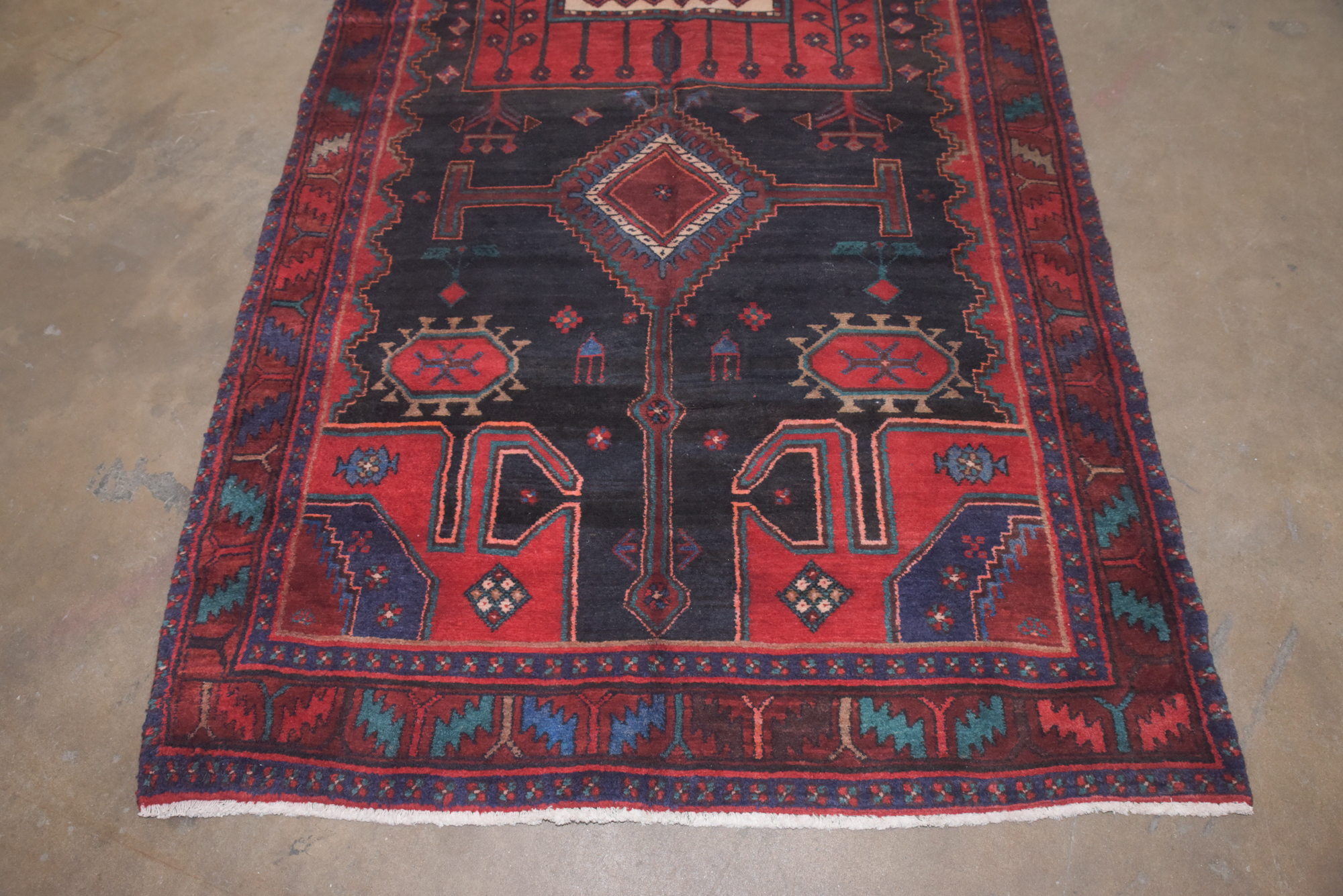 Hand-Knotted Persian Hamadan Wool Long Rug