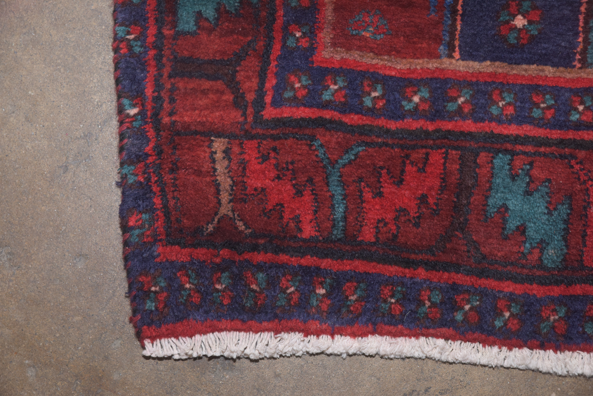 Hand-Knotted Persian Hamadan Wool Long Rug