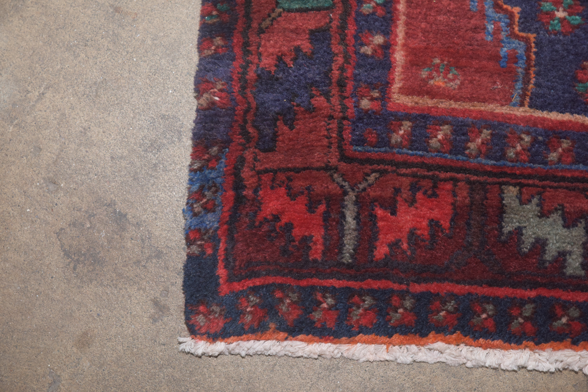 Hand-Knotted Persian Hamadan Wool Long Rug