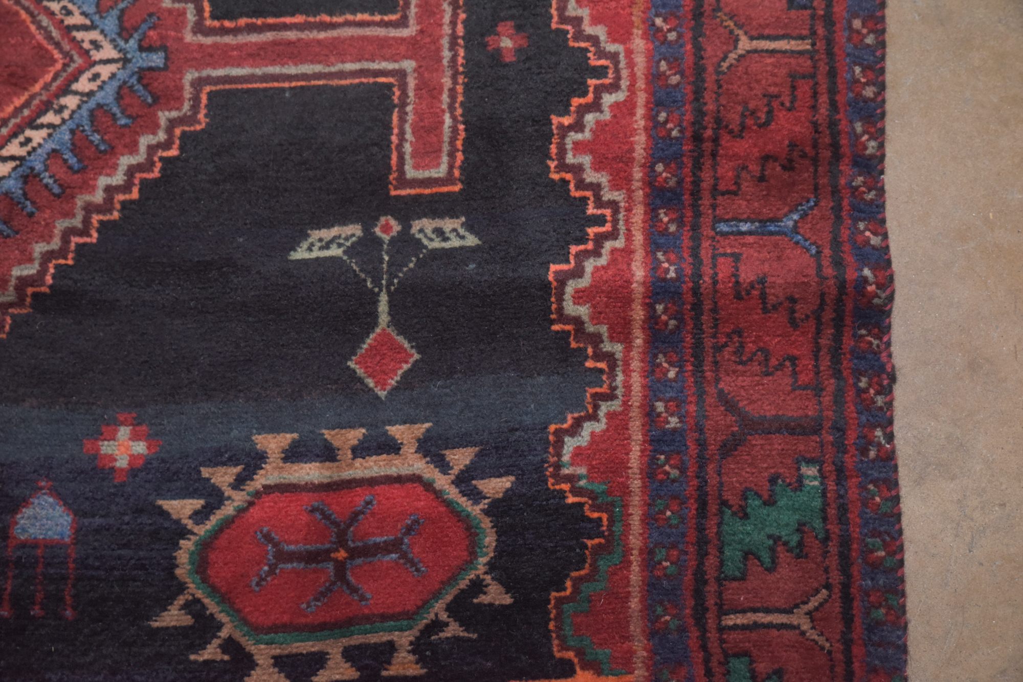 Hand-Knotted Persian Hamadan Wool Long Rug