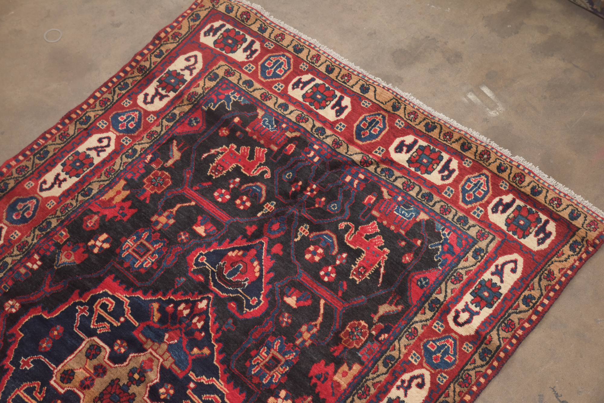 Hand-Knotted Persian Hamadan Pictoral Area Rug